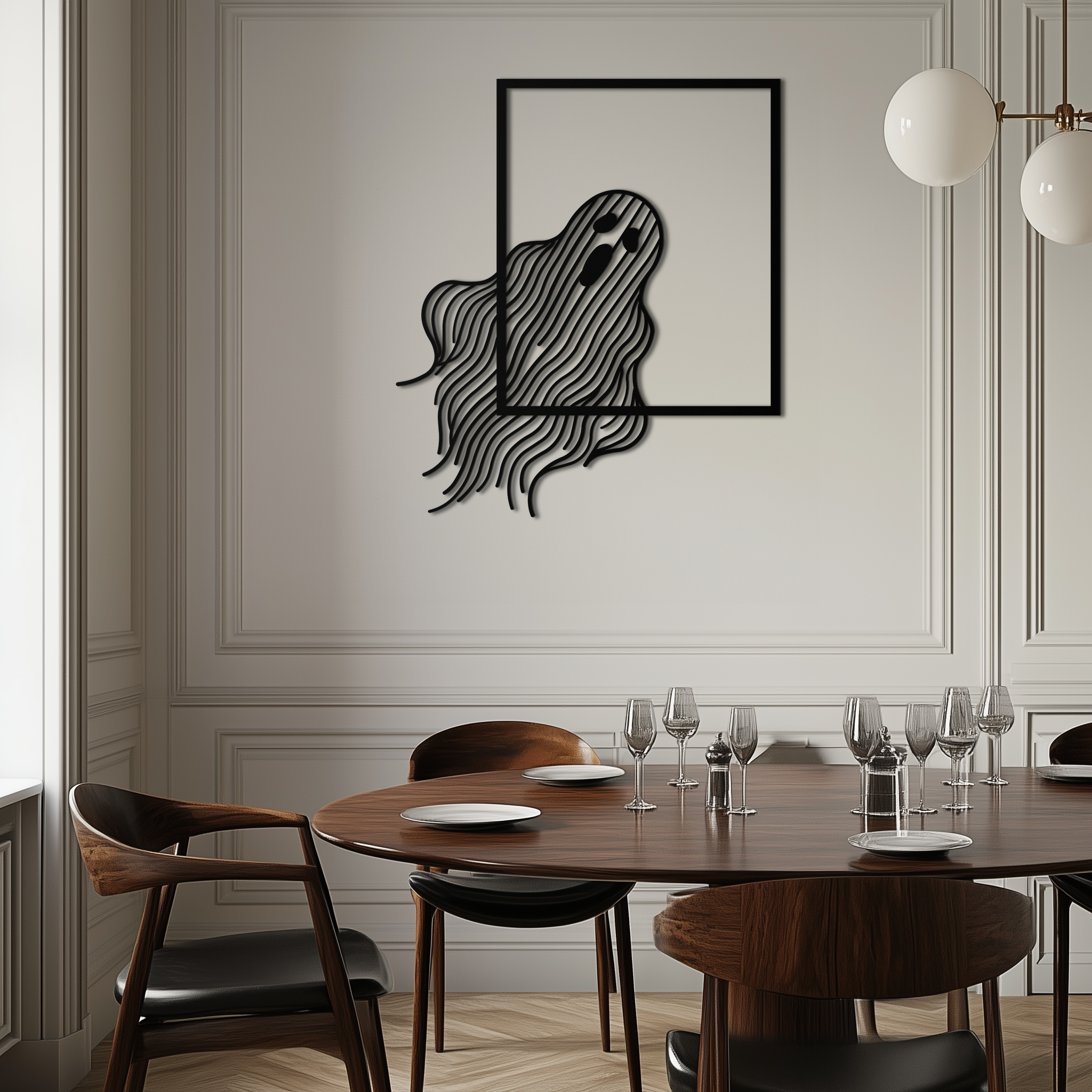 Ghost Metal Wall Art – Spooky Ghost Silhouette Steel Decor for Halloween or Gothic Interiors- KAF329 by Enova Art