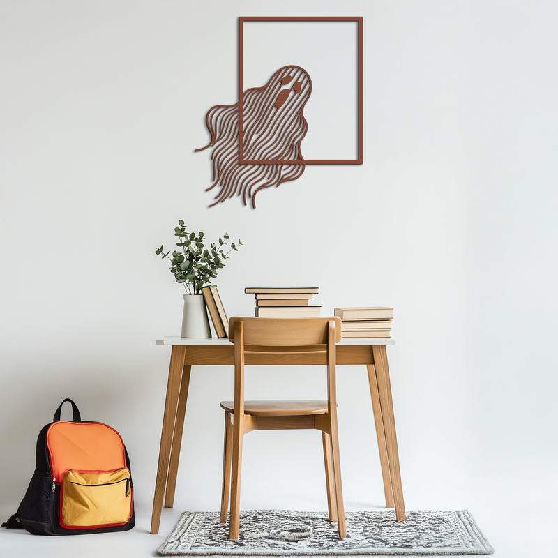 Ghost Metal Wall Art – Spooky Ghost Silhouette Steel Decor for Halloween or Gothic Interiors- KAF329 by Enova Art