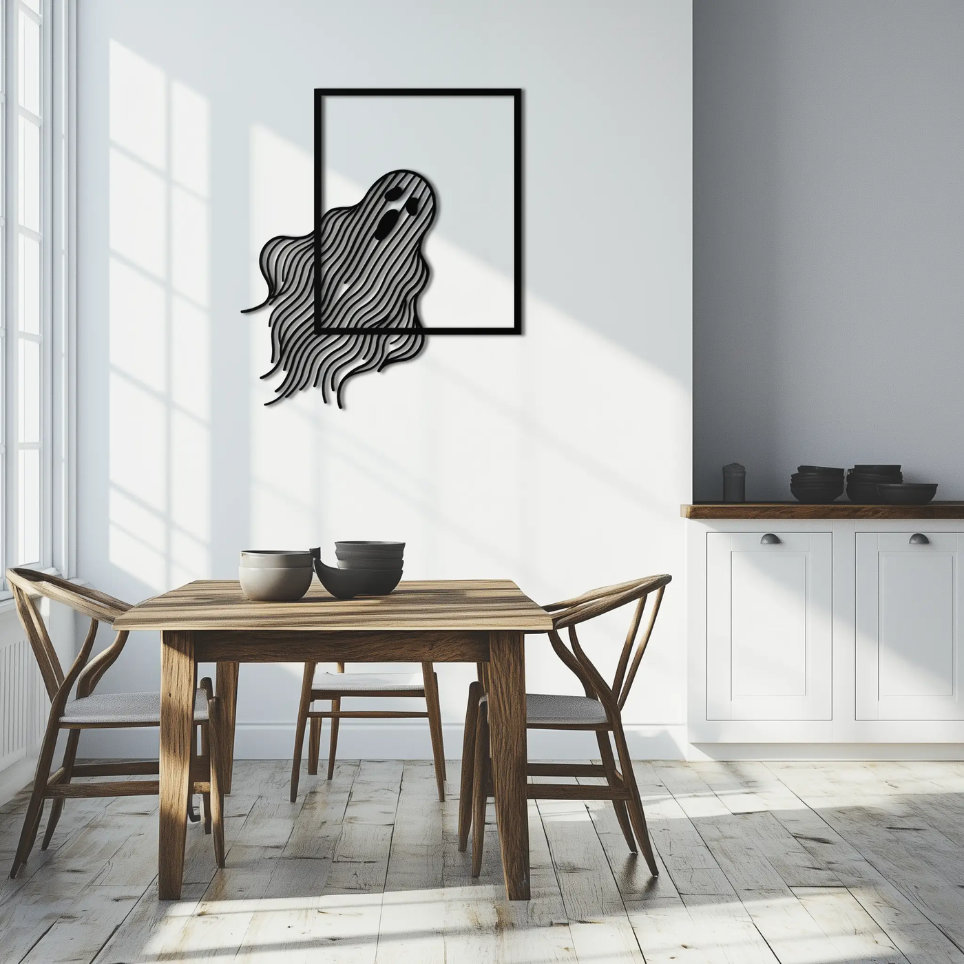 Ghost Metal Wall Art – Spooky Ghost Silhouette Steel Decor for Halloween or Gothic Interiors- KAF329 by Enova Art