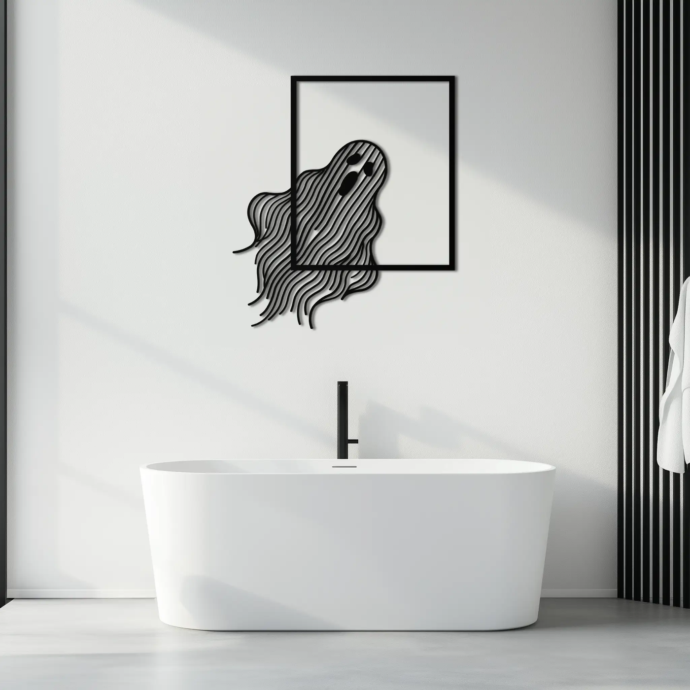 Ghost Metal Wall Art – Spooky Ghost Silhouette Steel Decor for Halloween or Gothic Interiors- KAF329 by Enova Art