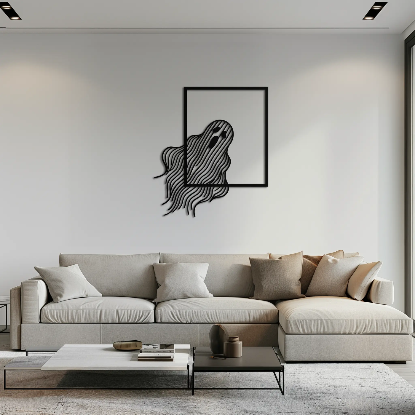 Ghost Metal Wall Art – Spooky Ghost Silhouette Steel Decor for Halloween or Gothic Interiors- KAF329 by Enova Art