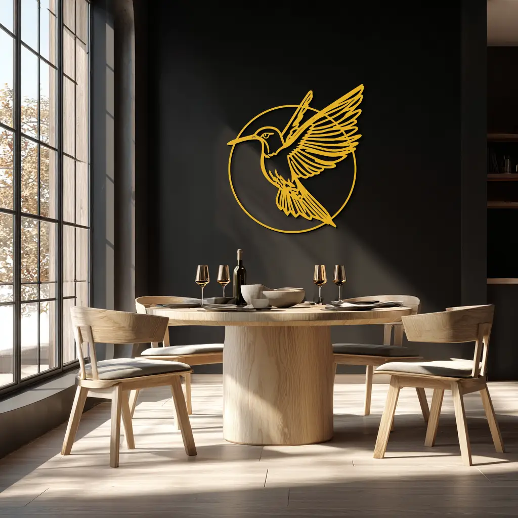 Hummingbird Metal Wall Art – Elegant Bird Silhouette Steel Decor for Nature Inspired Spaces- KAF330 by Enova Art