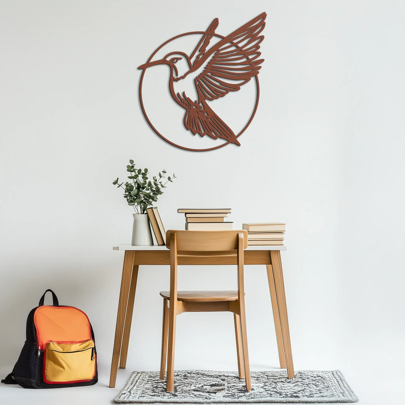 Hummingbird Metal Wall Art – Elegant Bird Silhouette Steel Decor for Nature Inspired Spaces- KAF330 by Enova Art