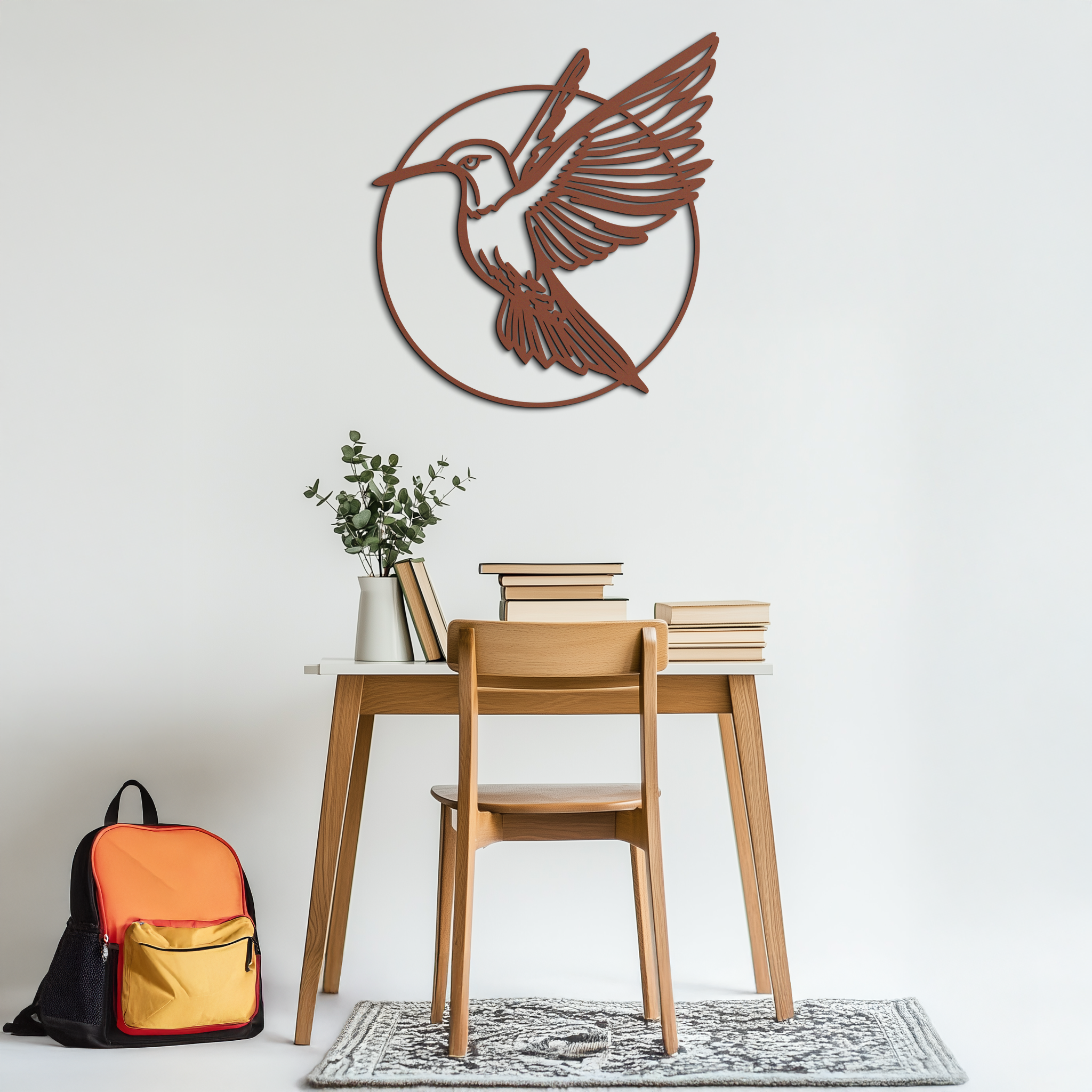 Hummingbird Metal Wall Art – Elegant Bird Silhouette Steel Decor for Nature Inspired Spaces- KAF330 by Enova Art