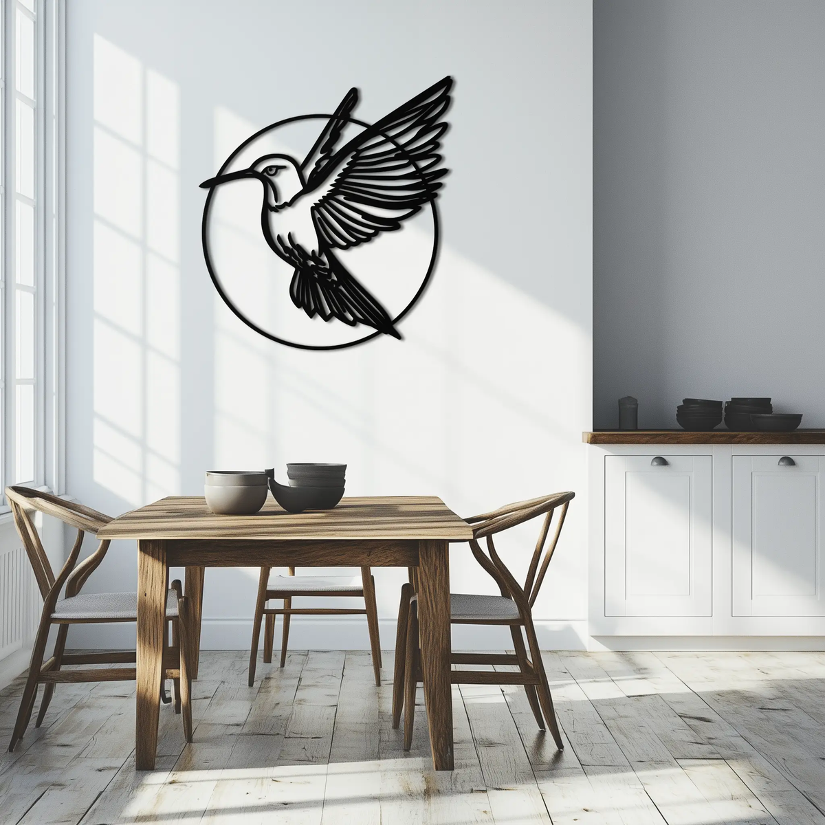 Hummingbird Metal Wall Art – Elegant Bird Silhouette Steel Decor for Nature Inspired Spaces- KAF330 by Enova Art