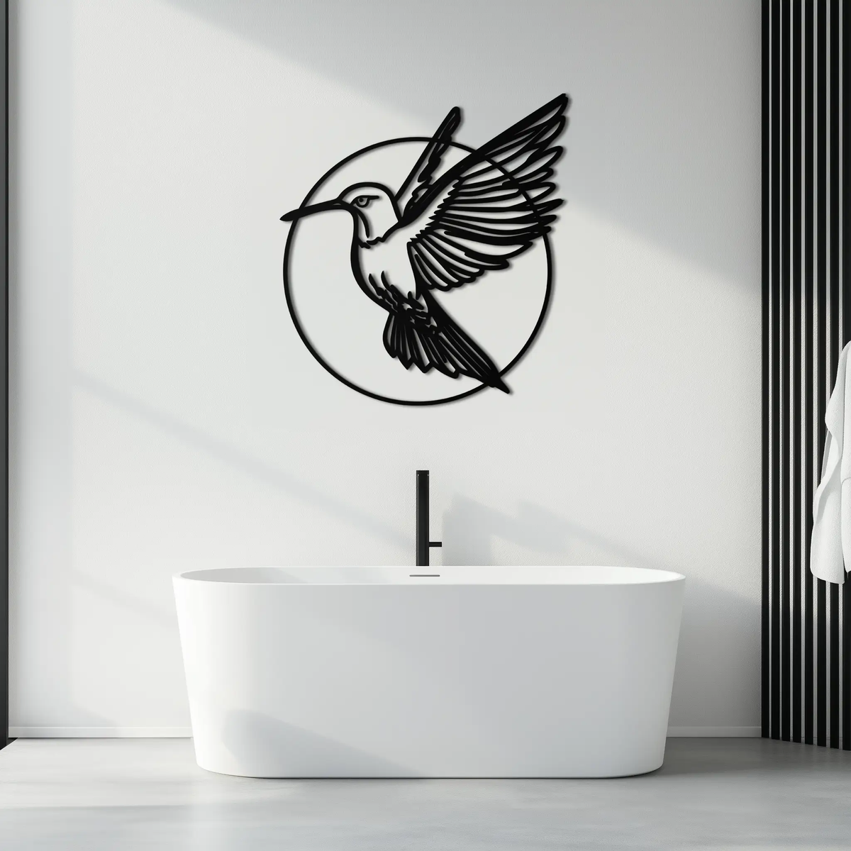 Hummingbird Metal Wall Art – Elegant Bird Silhouette Steel Decor for Nature Inspired Spaces- KAF330 by Enova Art