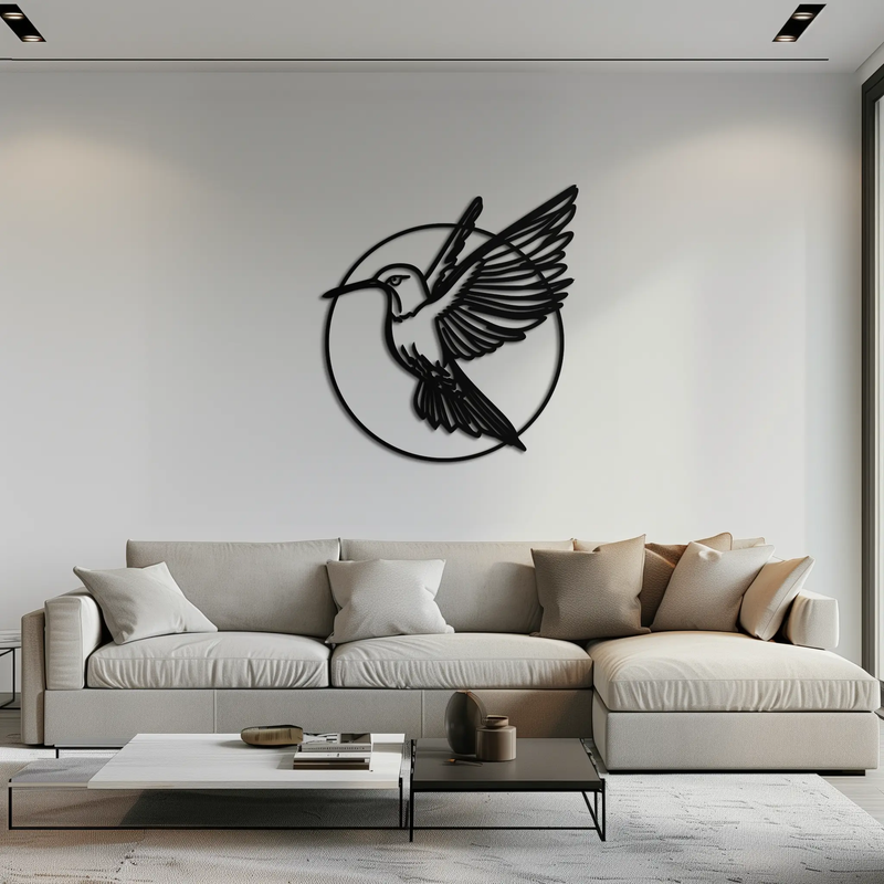 Hummingbird Metal Wall Art – Elegant Bird Silhouette Steel Decor for Nature Inspired Spaces- KAF330 by Enova Art