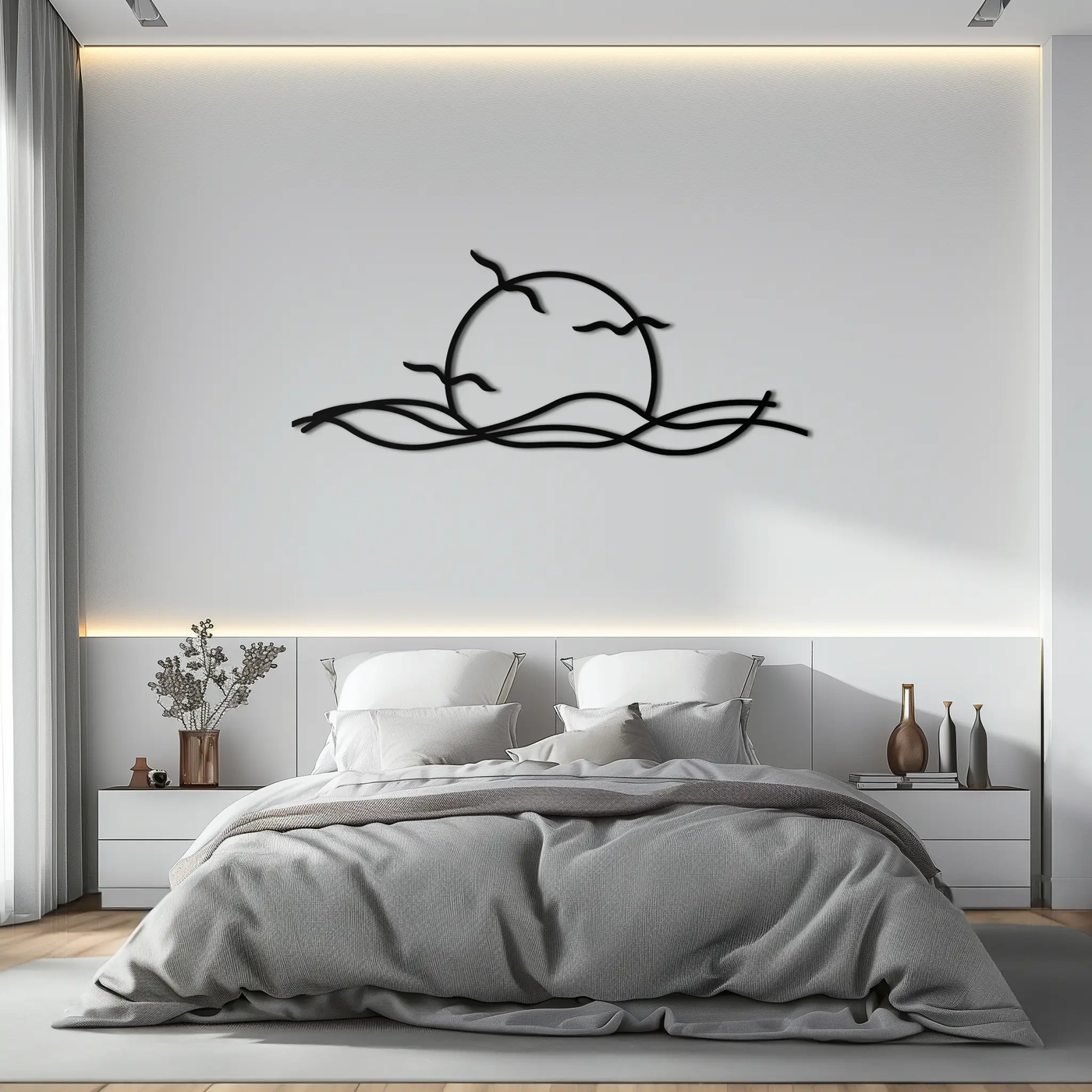 Sunset Metal Wall Art – Sunset Silhouette Steel Decor for Nature-Inspired Interiors- KAF331 by Enova Art