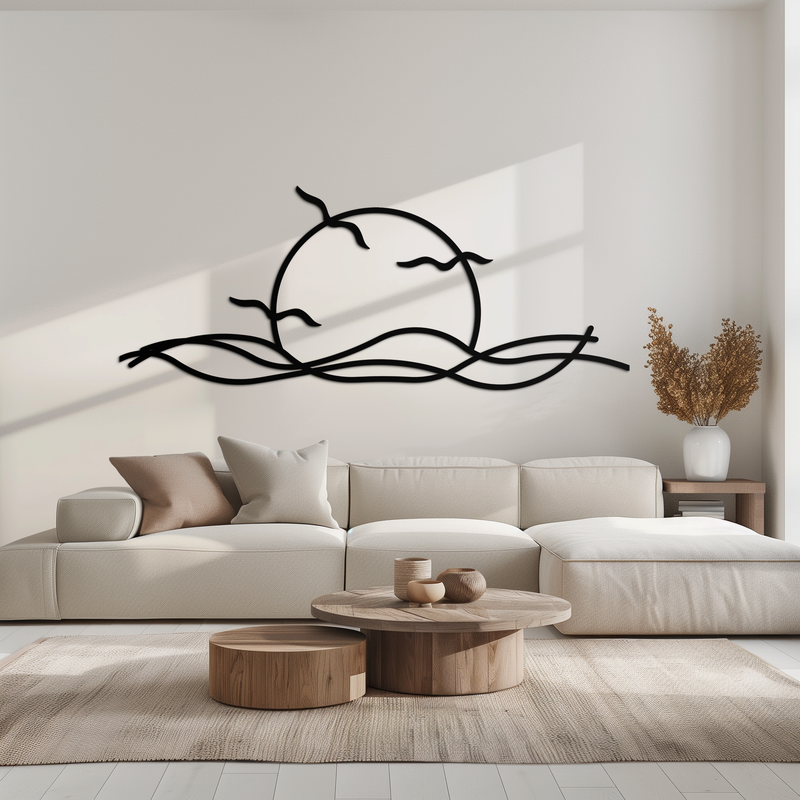 Sunset Metal Wall Art – Sunset Silhouette Steel Decor for Nature-Inspired Interiors- KAF331 by Enova Art