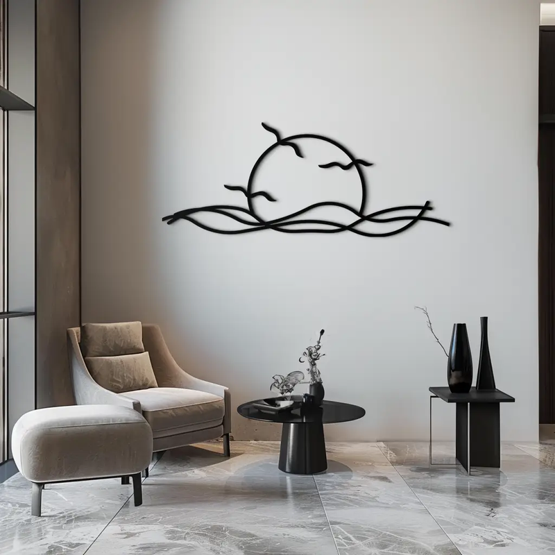 Sunset Metal Wall Art – Sunset Silhouette Steel Decor for Nature-Inspired Interiors- KAF331 by Enova Art