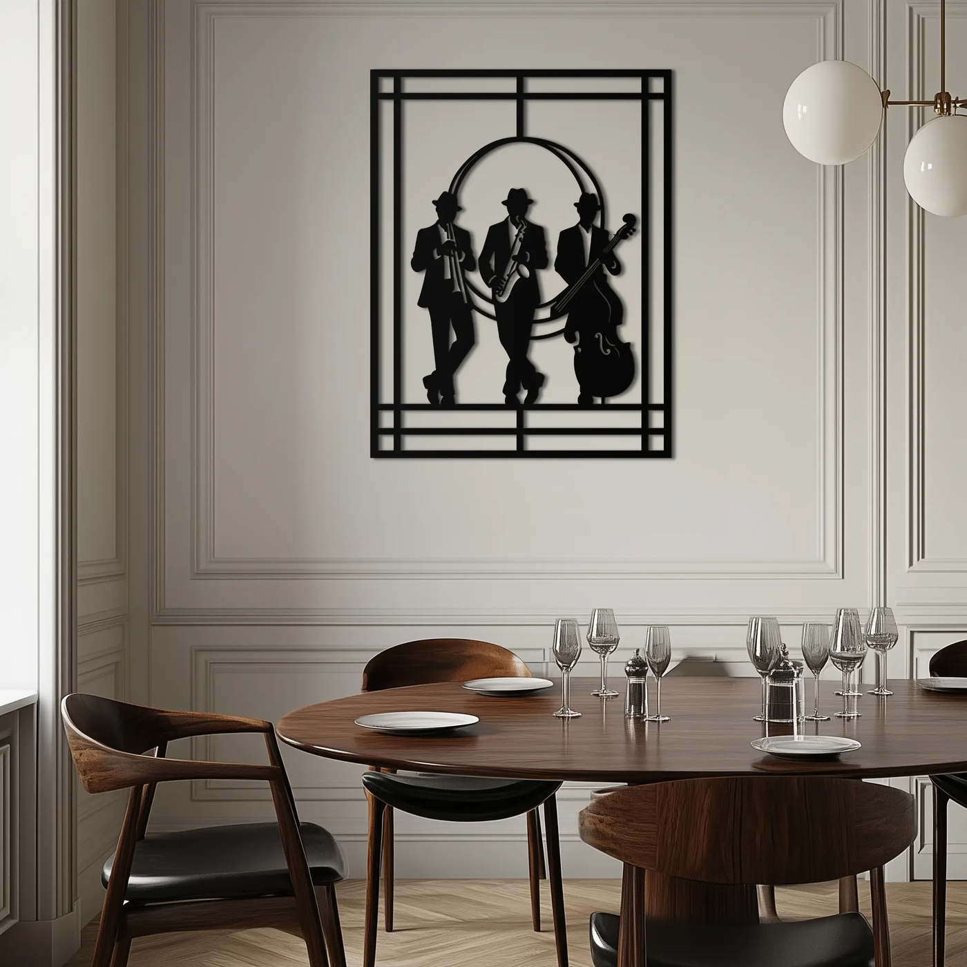 Jazz Musicians Metal Wall Art – Saxophone and Trumpet Player Silhouette Steel Decor for Music Lovers- KAF332 by Enova Art