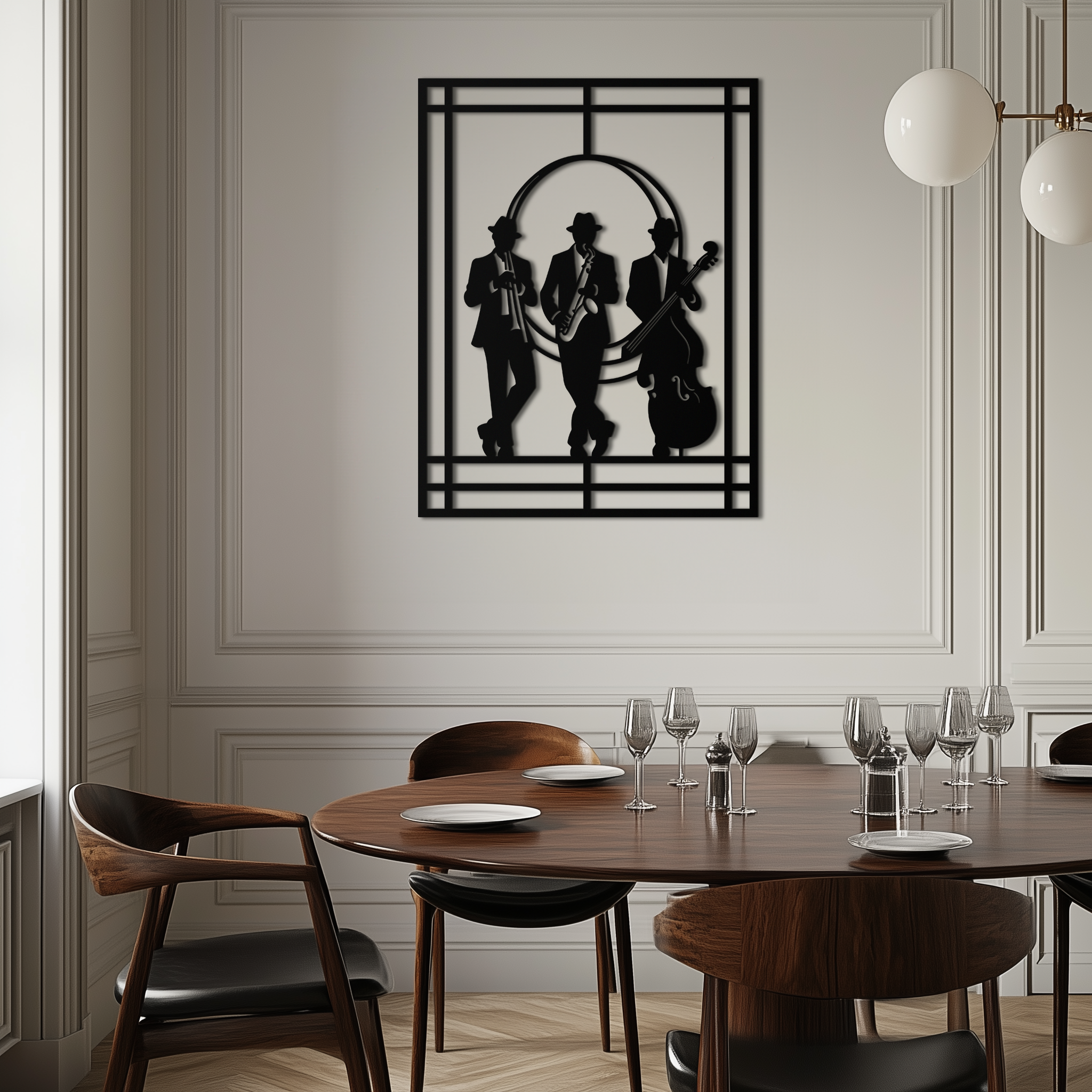 Jazz Musicians Metal Wall Art – Saxophone and Trumpet Player Silhouette Steel Decor for Music Lovers- KAF332 by Enova Art