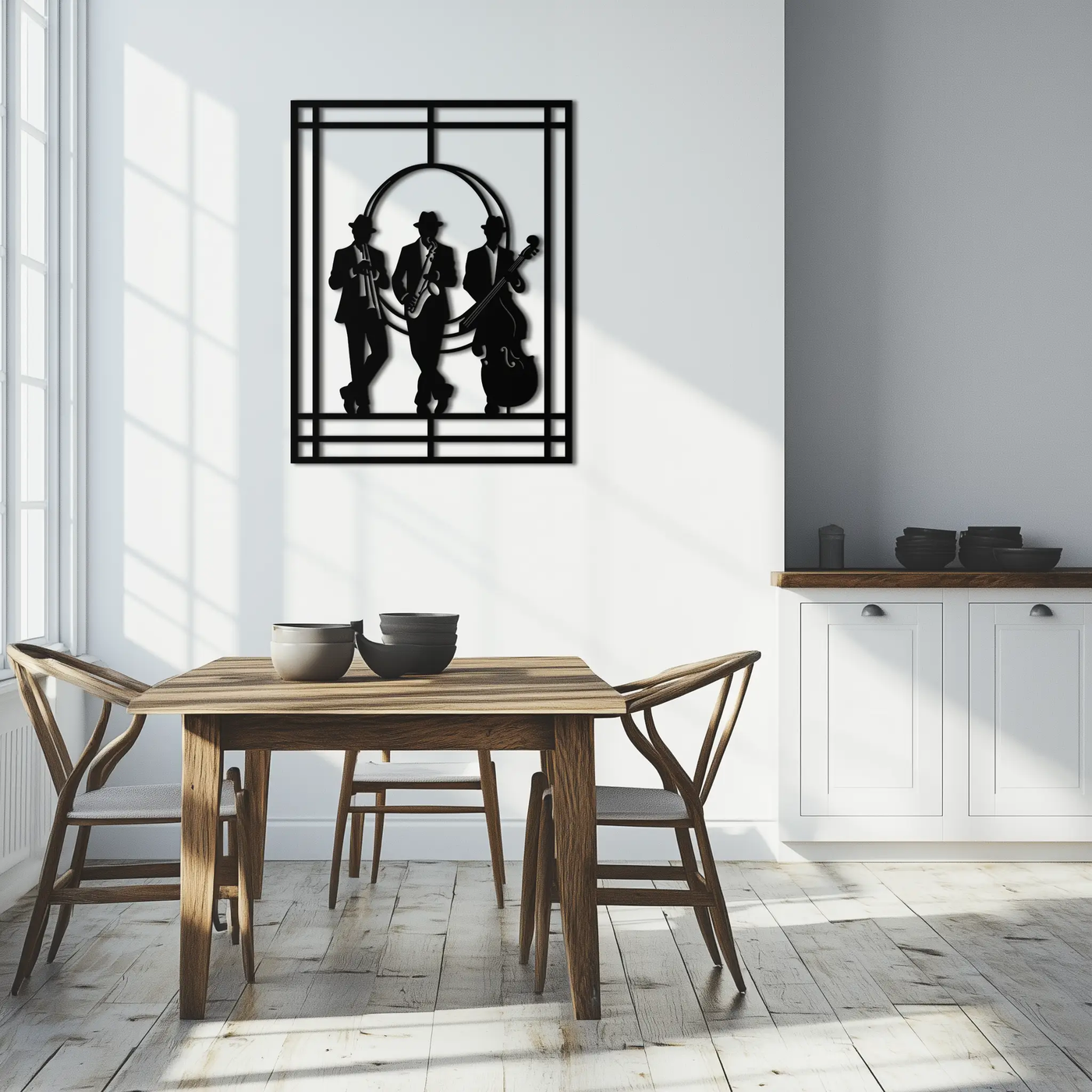 Jazz Musicians Metal Wall Art – Saxophone and Trumpet Player Silhouette Steel Decor for Music Lovers- KAF332 by Enova Art