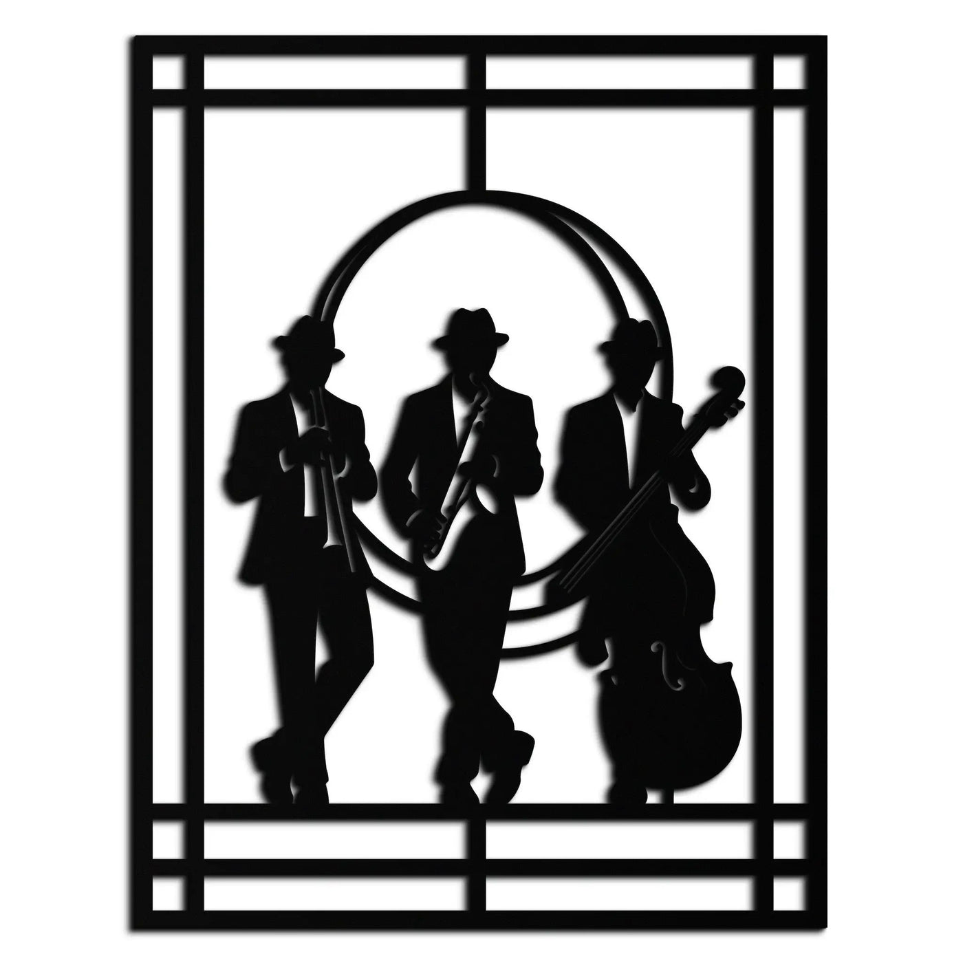 Jazz Musicians Metal Wall Art – Saxophone and Trumpet Player Silhouette Steel Decor for Music Lovers- KAF332 by Enova Art