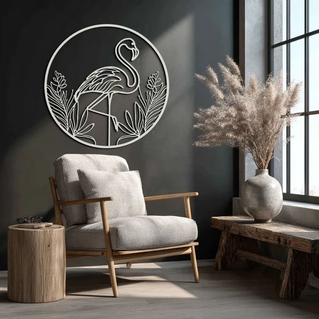 Flamingo Metal Wall Art – Elegant Flamingo Silhouette Steel Decor for Tropical and Modern Spaces- KAF333 by Enova Art
