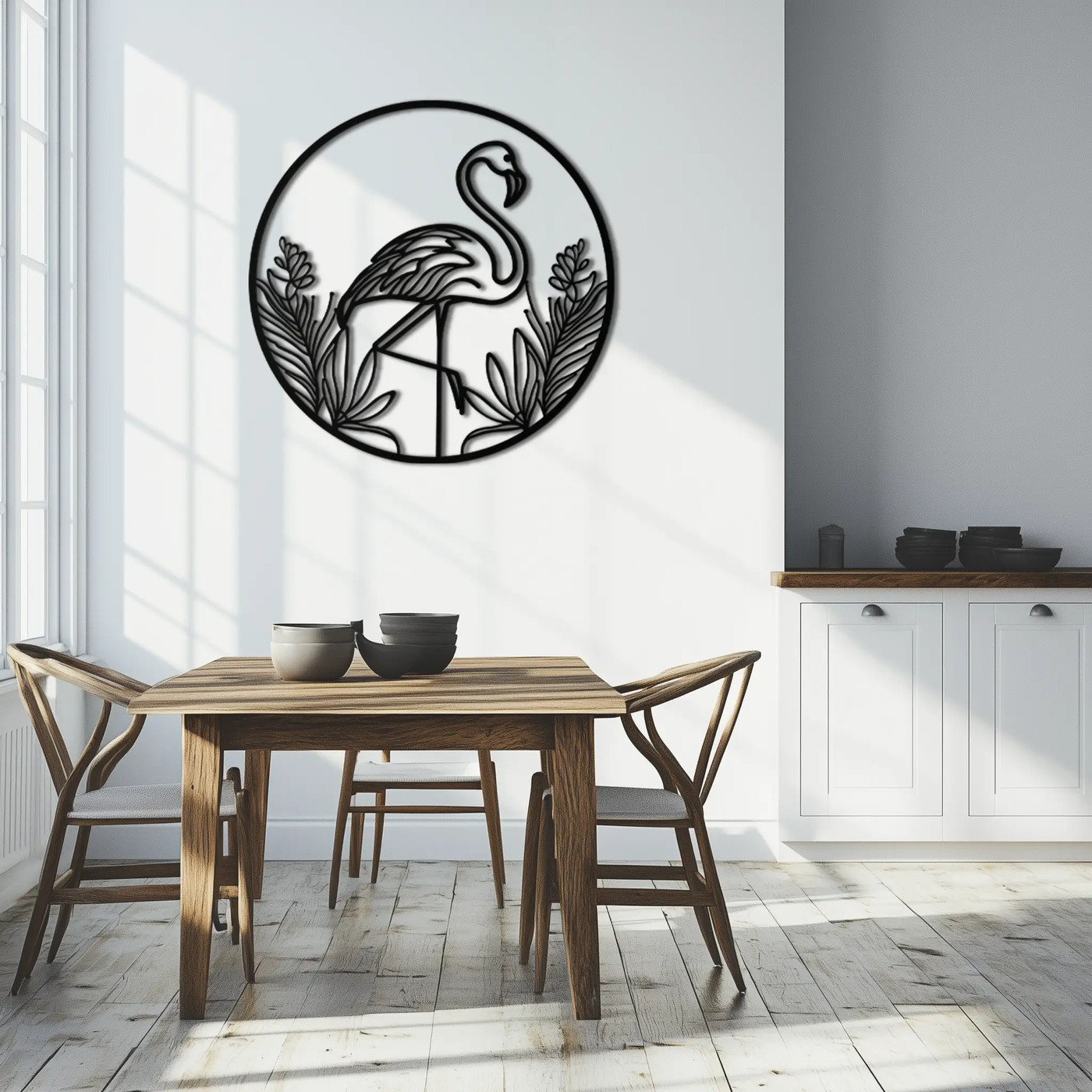 Flamingo Metal Wall Art – Elegant Flamingo Silhouette Steel Decor for Tropical and Modern Spaces- KAF333 by Enova Art