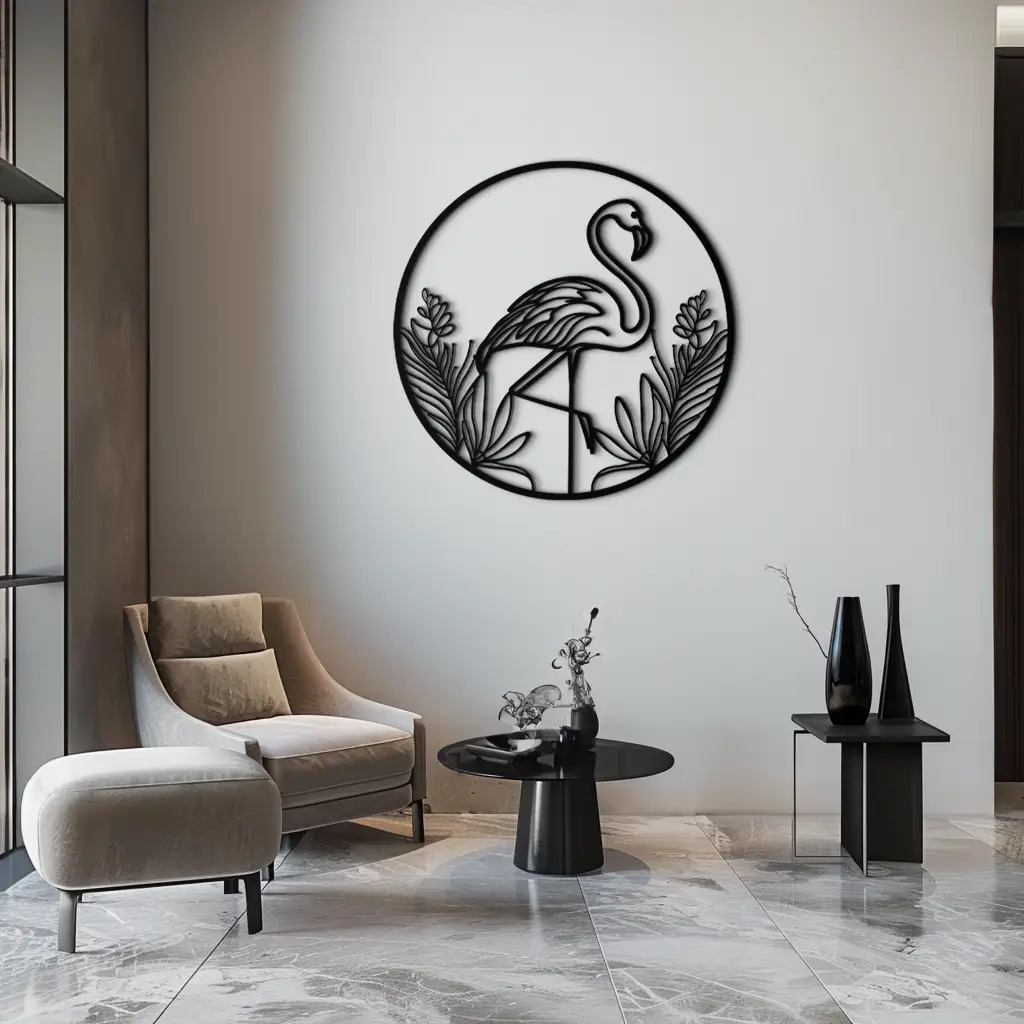 Flamingo Metal Wall Art – Elegant Flamingo Silhouette Steel Decor for Tropical and Modern Spaces- KAF333 by Enova Art