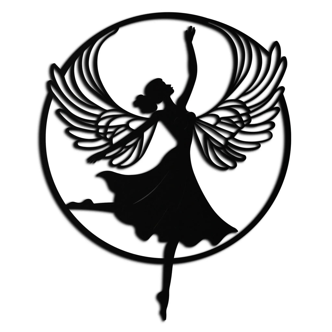Angel Dancer Metal Wall Art – Winged Woman Silhouette Steel Decor for Elegant and Spiritual Interiors- KAF334 by Enova Art