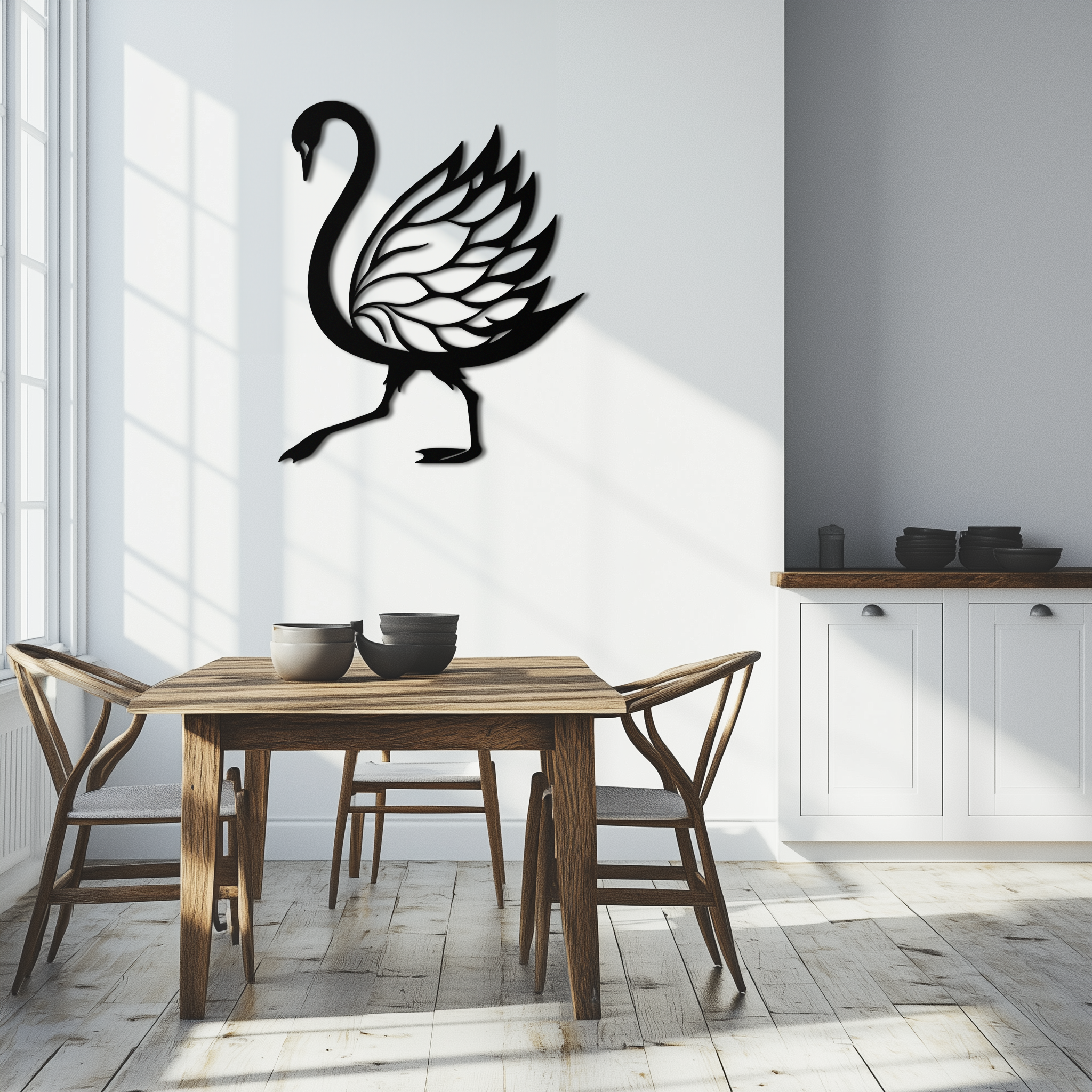 Swan Metal Wall Art – Graceful Swan Silhouette Steel Decor for Elegant and Nature-Inspired Spaces- KAF335 by Enova Art