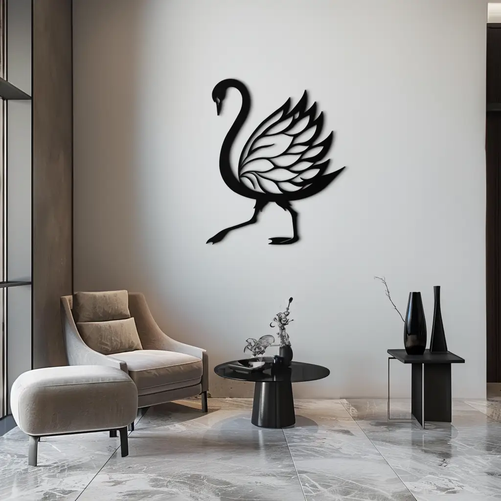 Swan Metal Wall Art – Graceful Swan Silhouette Steel Decor for Elegant and Nature-Inspired Spaces- KAF335 by Enova Art
