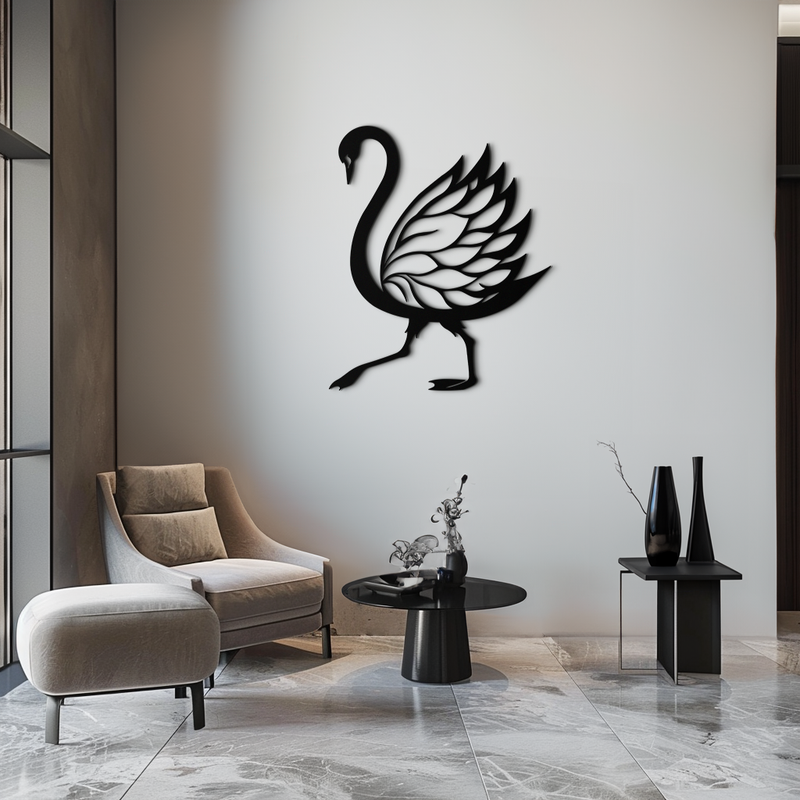 Swan Metal Wall Art – Graceful Swan Silhouette Steel Decor for Elegant and Nature-Inspired Spaces- KAF335 by Enova Art