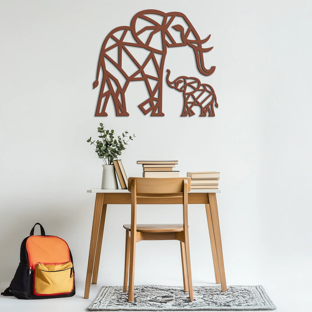 Elephant Family Metal Wall Art – Mom and Calves Silhouette Steel Decor for Nature and Animal Lovers- KAF337 by Enova Art