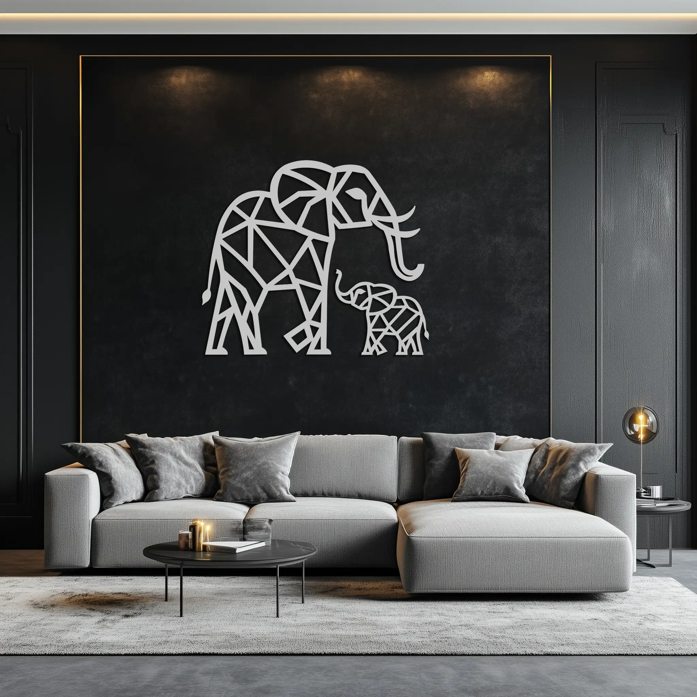 Elephant Family Metal Wall Art – Mom and Calves Silhouette Steel Decor for Nature and Animal Lovers- KAF337 by Enova Art