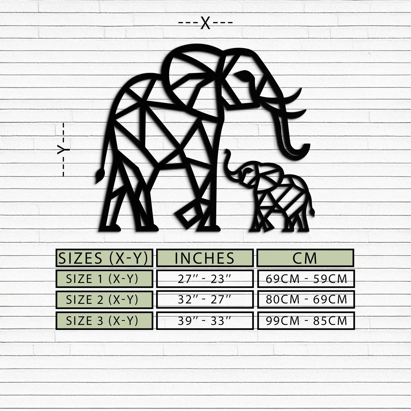Elephant Family Metal Wall Art – Mom and Calves Silhouette Steel Decor for Nature and Animal Lovers- KAF337 by Enova Art