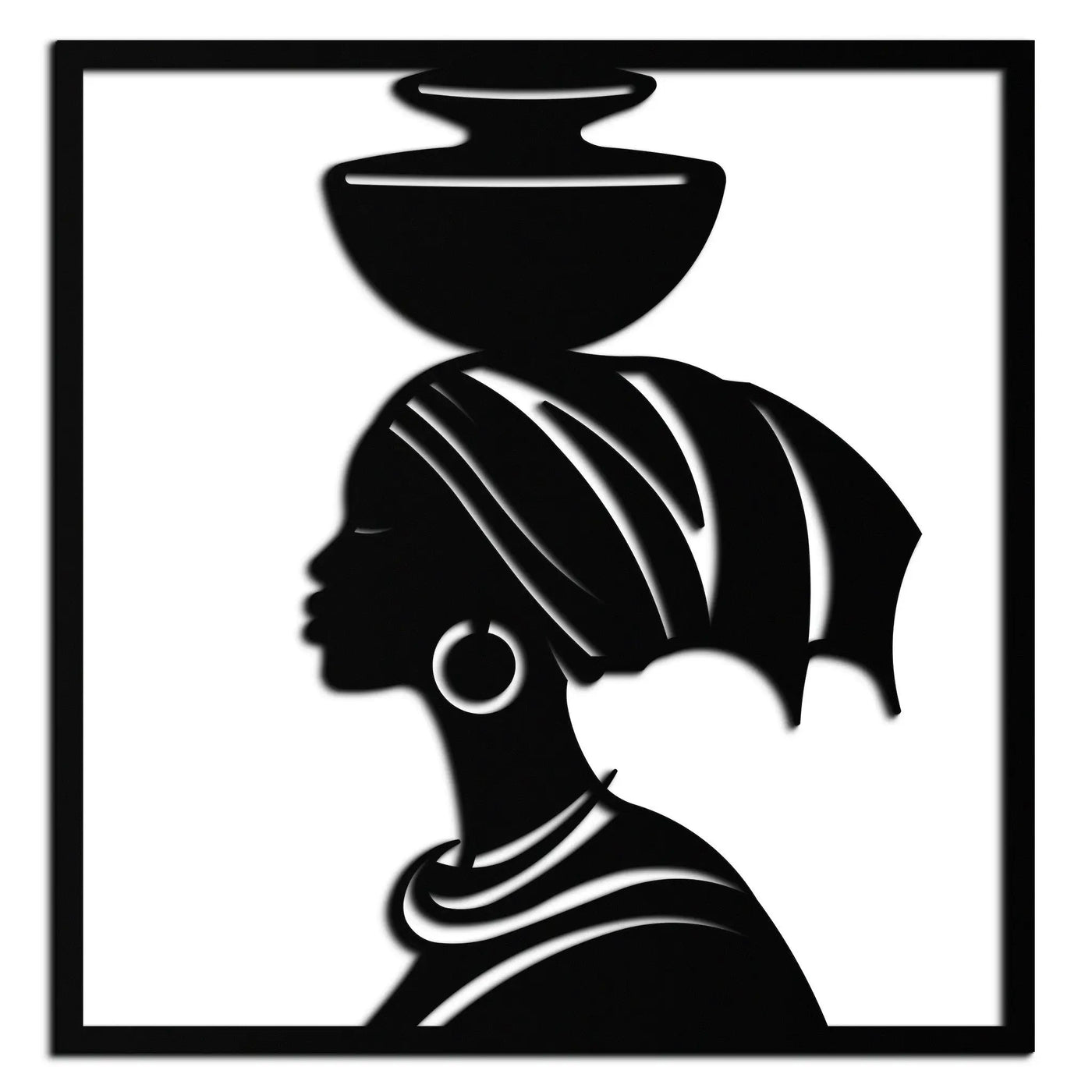 African Woman Metal Wall Art – Elegant Tribal Silhouette Steel Decor for Cultural and Boho Interiors- KAF338 by Enova Art