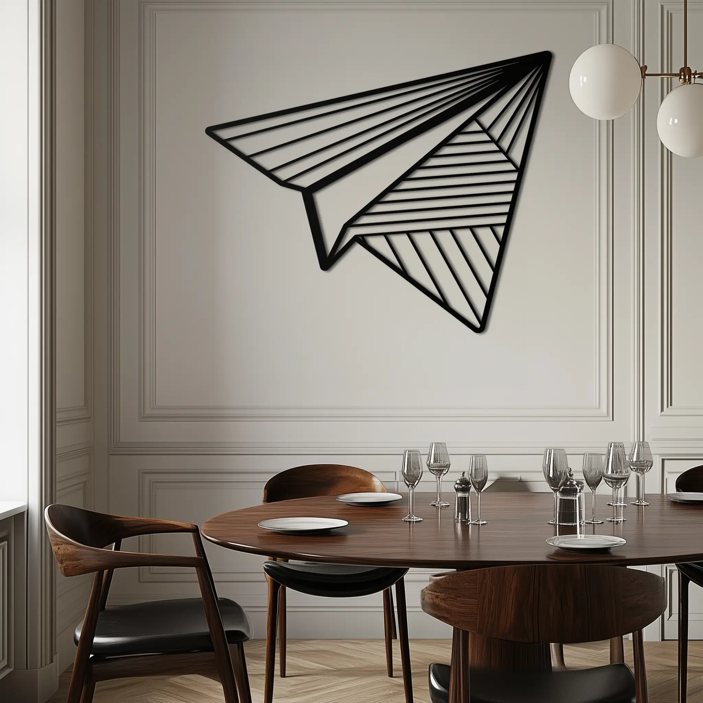 Paper Airplane Metal Wall Art – Minimalist Flight Silhouette Steel Decor for Modern and Whimsical Spaces- KAF340 by Enova Art