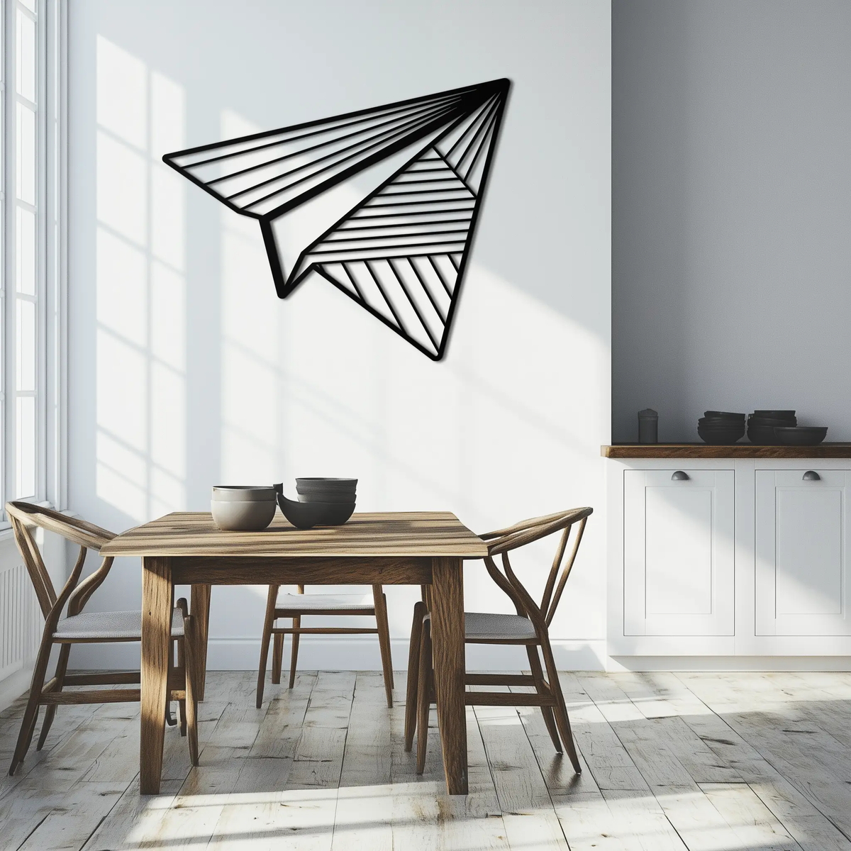 Paper Airplane Metal Wall Art – Minimalist Flight Silhouette Steel Decor for Modern and Whimsical Spaces- KAF340 by Enova Art
