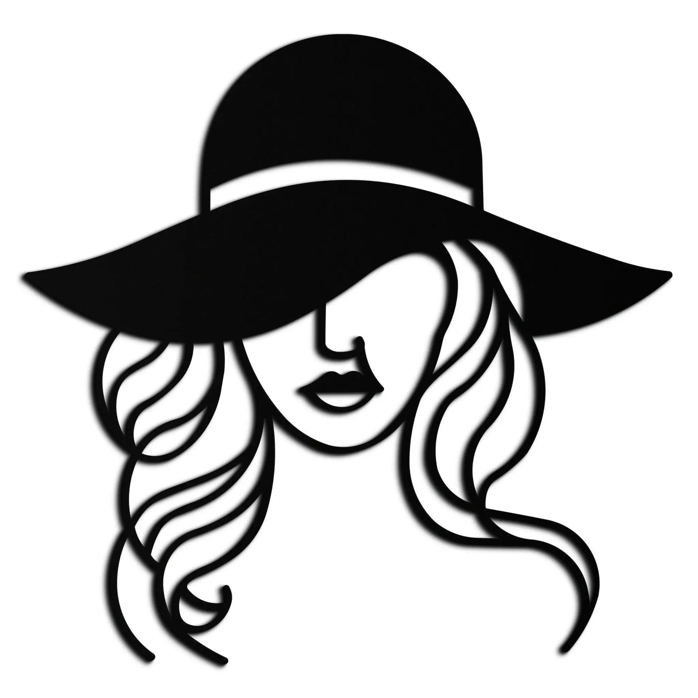 Hat Woman Metal Wall Art – Elegant Female Silhouette Steel Decor with Wide Brim Hat- KAF341 by Enova Art
