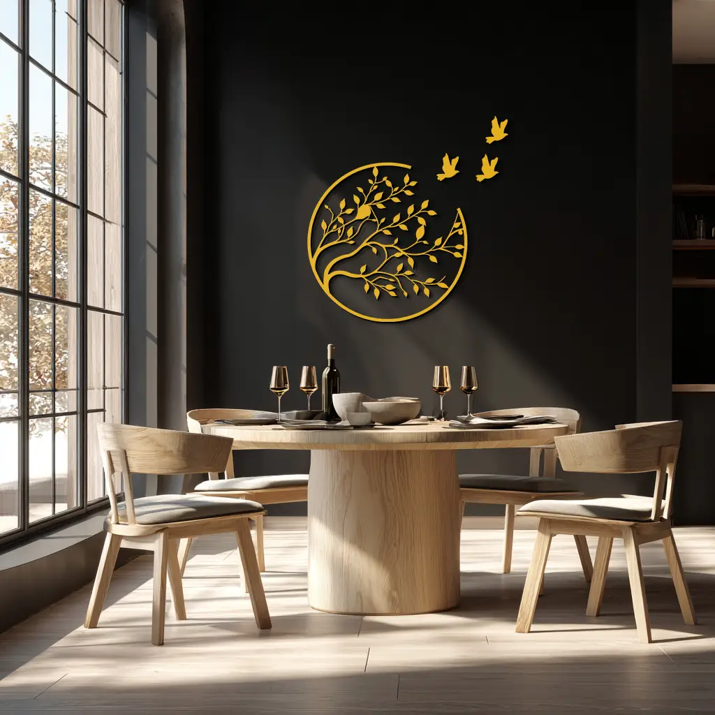 Flying Birds from Branch Metal Wall Art – Nature-Inspired Silhouette Steel Decor for Elegant Interiors- KAF343 by Enova Art