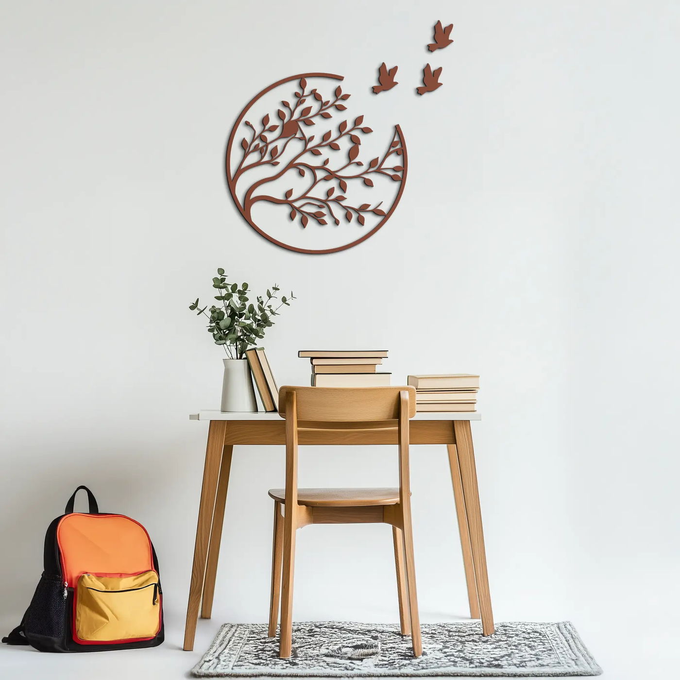 Flying Birds from Branch Metal Wall Art – Nature-Inspired Silhouette Steel Decor for Elegant Interiors- KAF343 by Enova Art