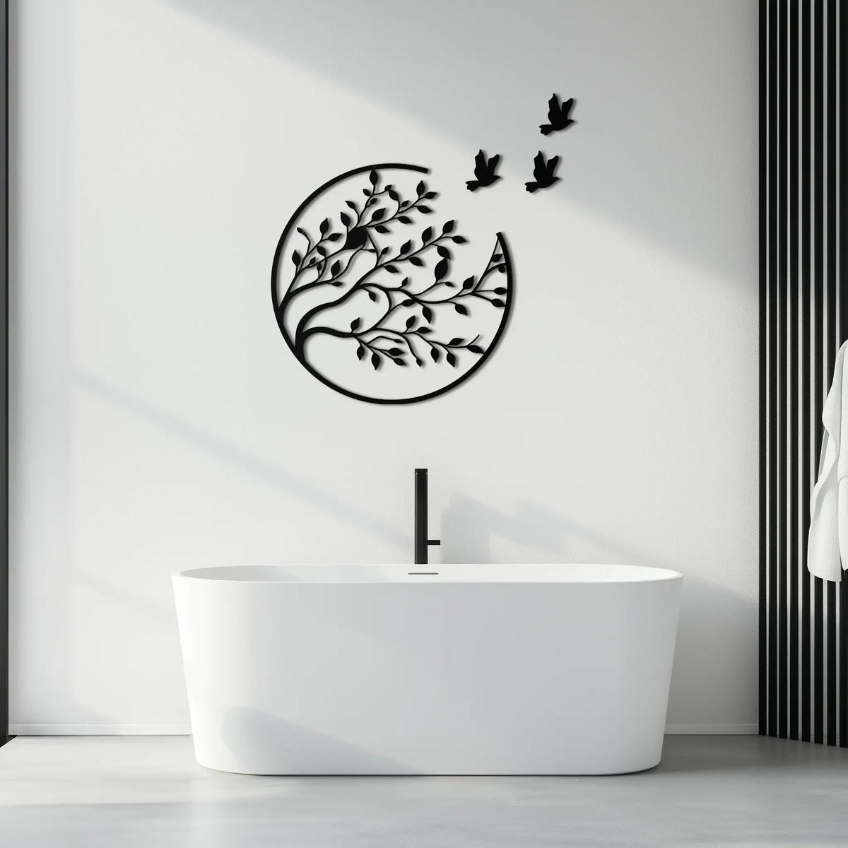 Flying Birds from Branch Metal Wall Art – Nature-Inspired Silhouette Steel Decor for Elegant Interiors- KAF343 by Enova Art
