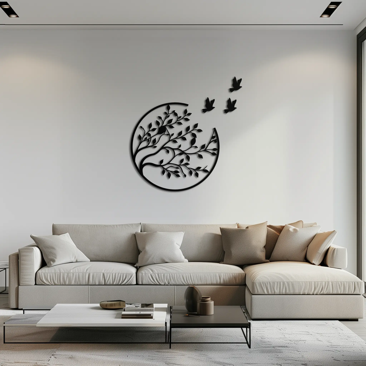 Flying Birds from Branch Metal Wall Art – Nature-Inspired Silhouette Steel Decor for Elegant Interiors- KAF343 by Enova Art