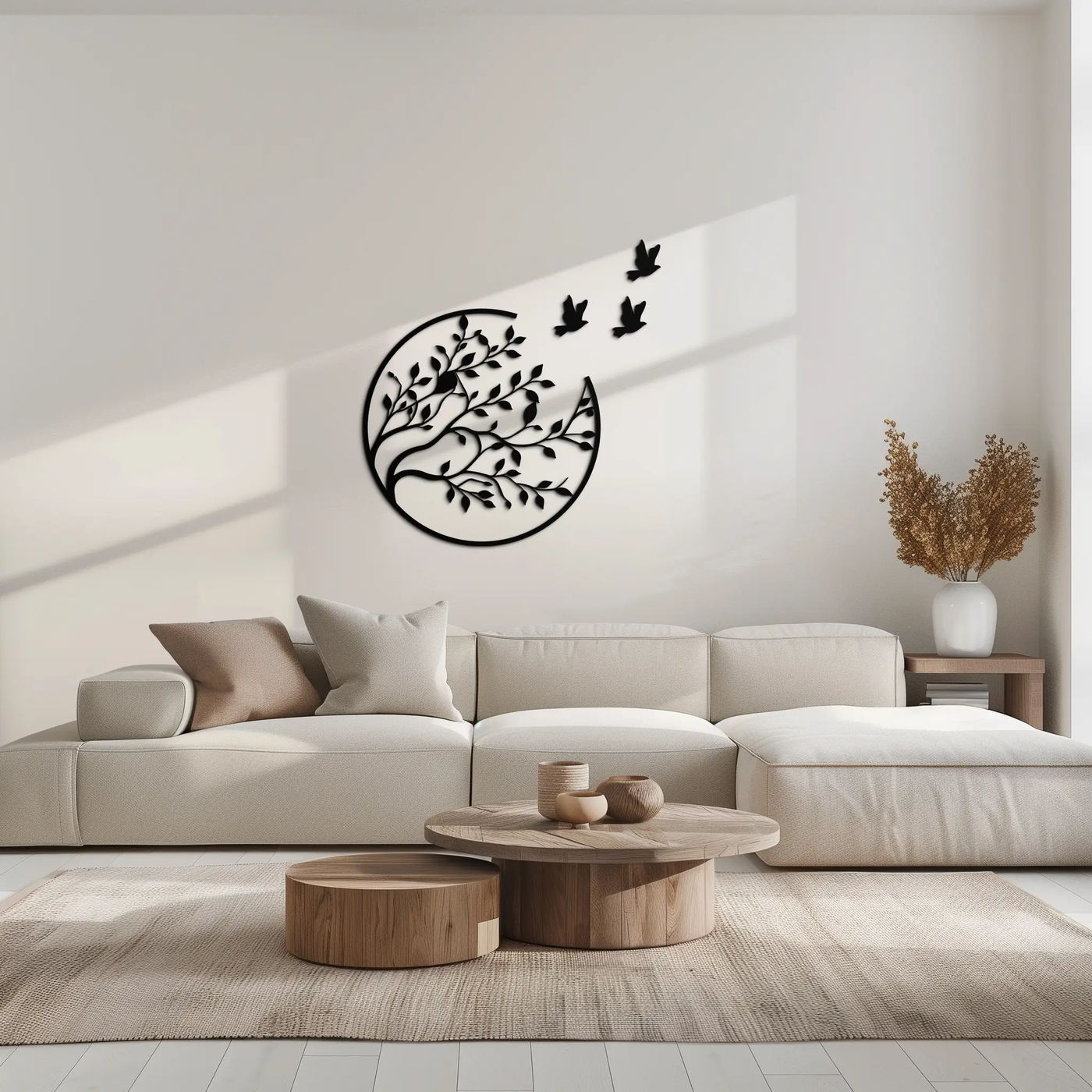 Flying Birds from Branch Metal Wall Art – Nature-Inspired Silhouette Steel Decor for Elegant Interiors- KAF343 by Enova Art
