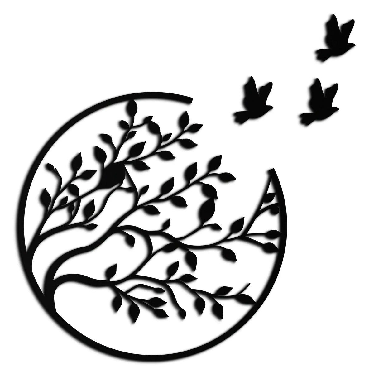 Flying Birds from Branch Metal Wall Art – Nature-Inspired Silhouette Steel Decor for Elegant Interiors- KAF343 by Enova Art