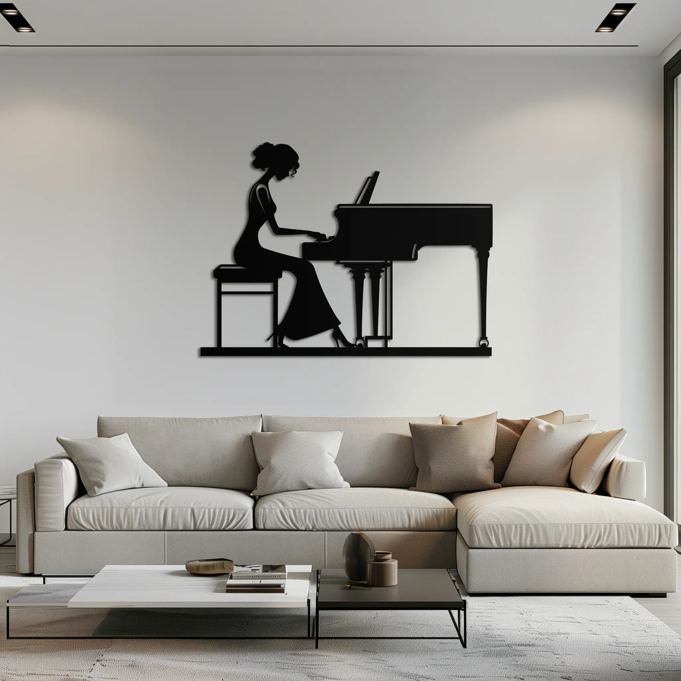 Pianist Woman Metal Wall Art – Elegant Music-Inspired Steel Silhouette for Modern Home Decor- KAF345 by Enova Art