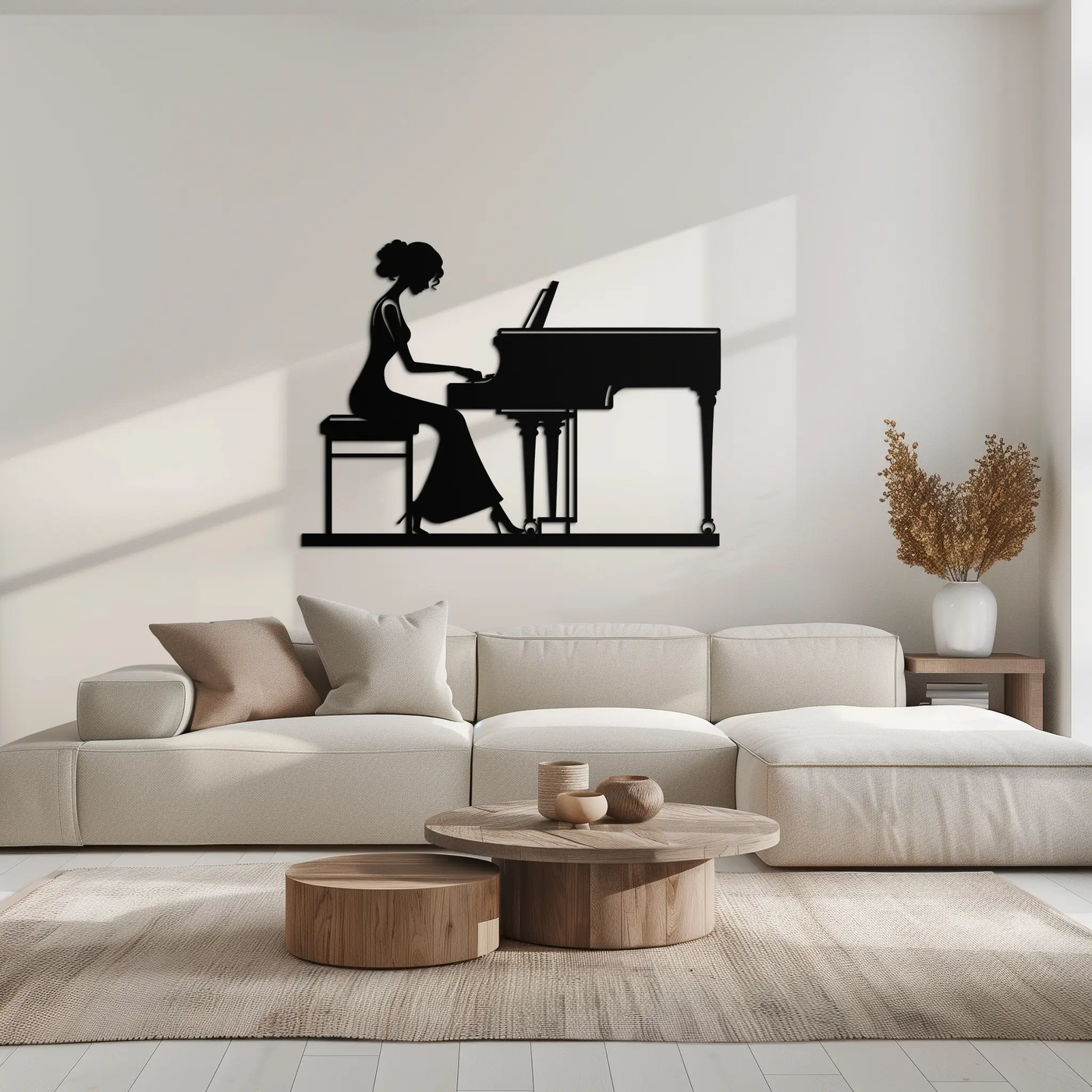 Pianist Woman Metal Wall Art – Elegant Music-Inspired Steel Silhouette for Modern Home Decor- KAF345 by Enova Art