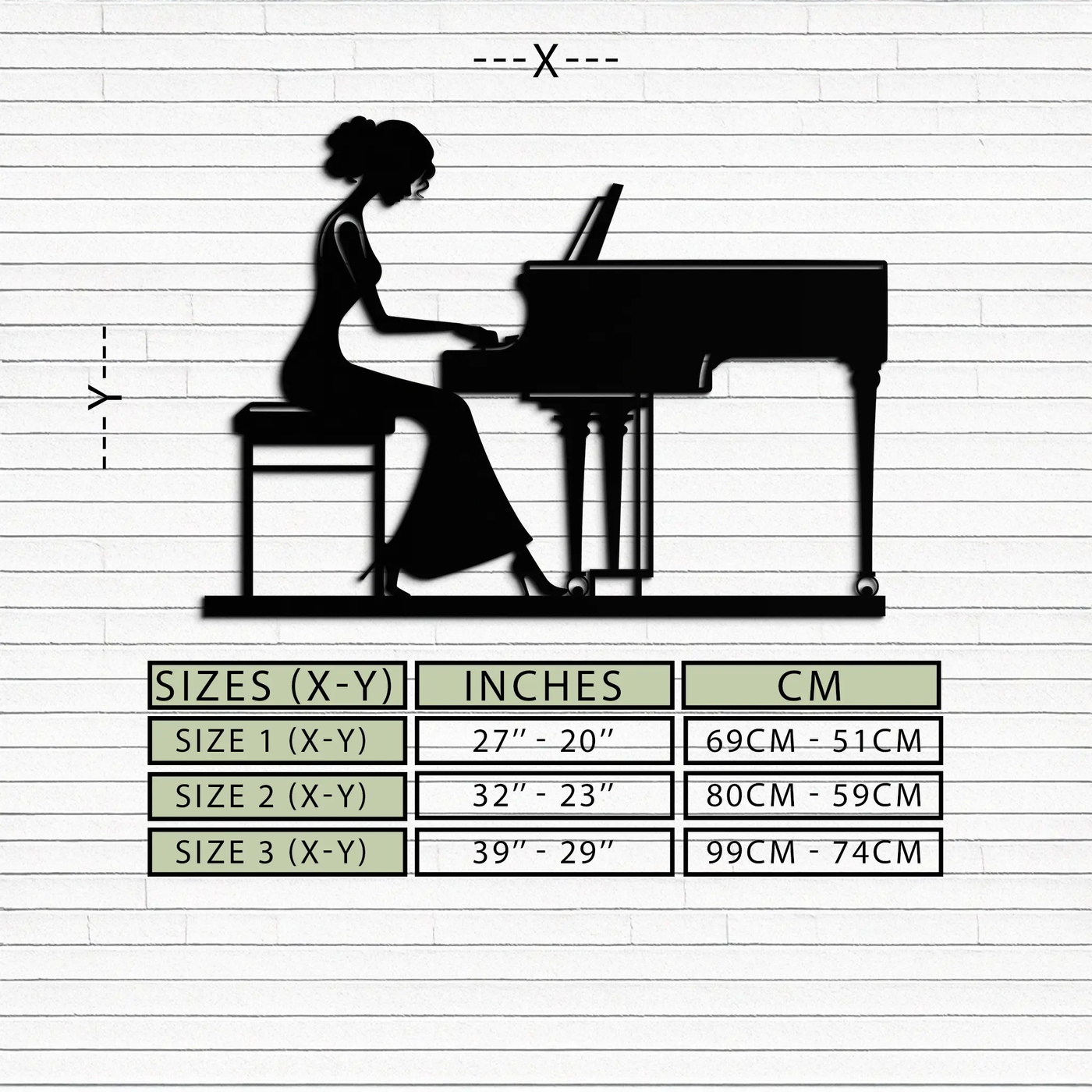 Pianist Woman Metal Wall Art – Elegant Music-Inspired Steel Silhouette for Modern Home Decor- KAF345 by Enova Art