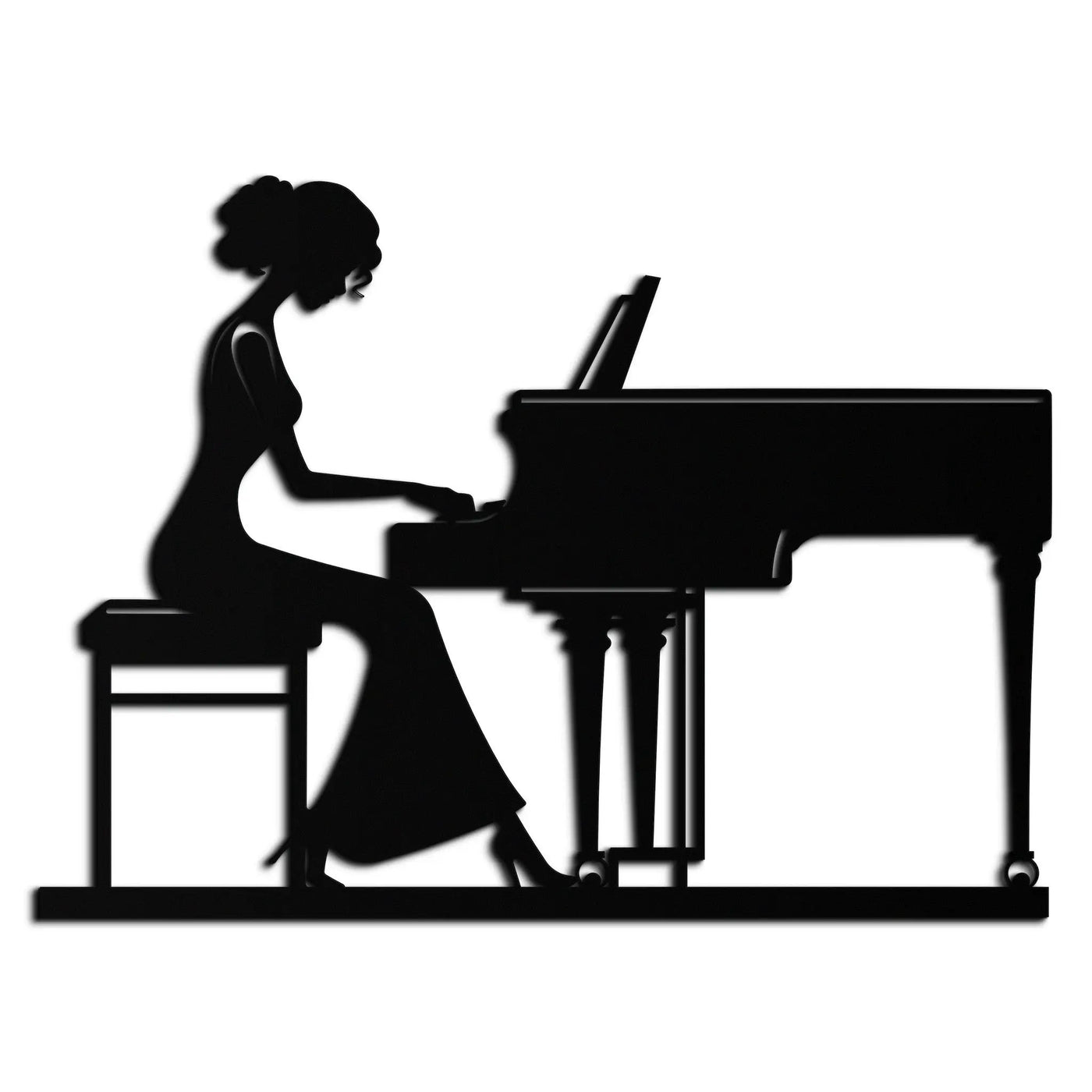 Pianist Woman Metal Wall Art – Elegant Music-Inspired Steel Silhouette for Modern Home Decor- KAF345 by Enova Art