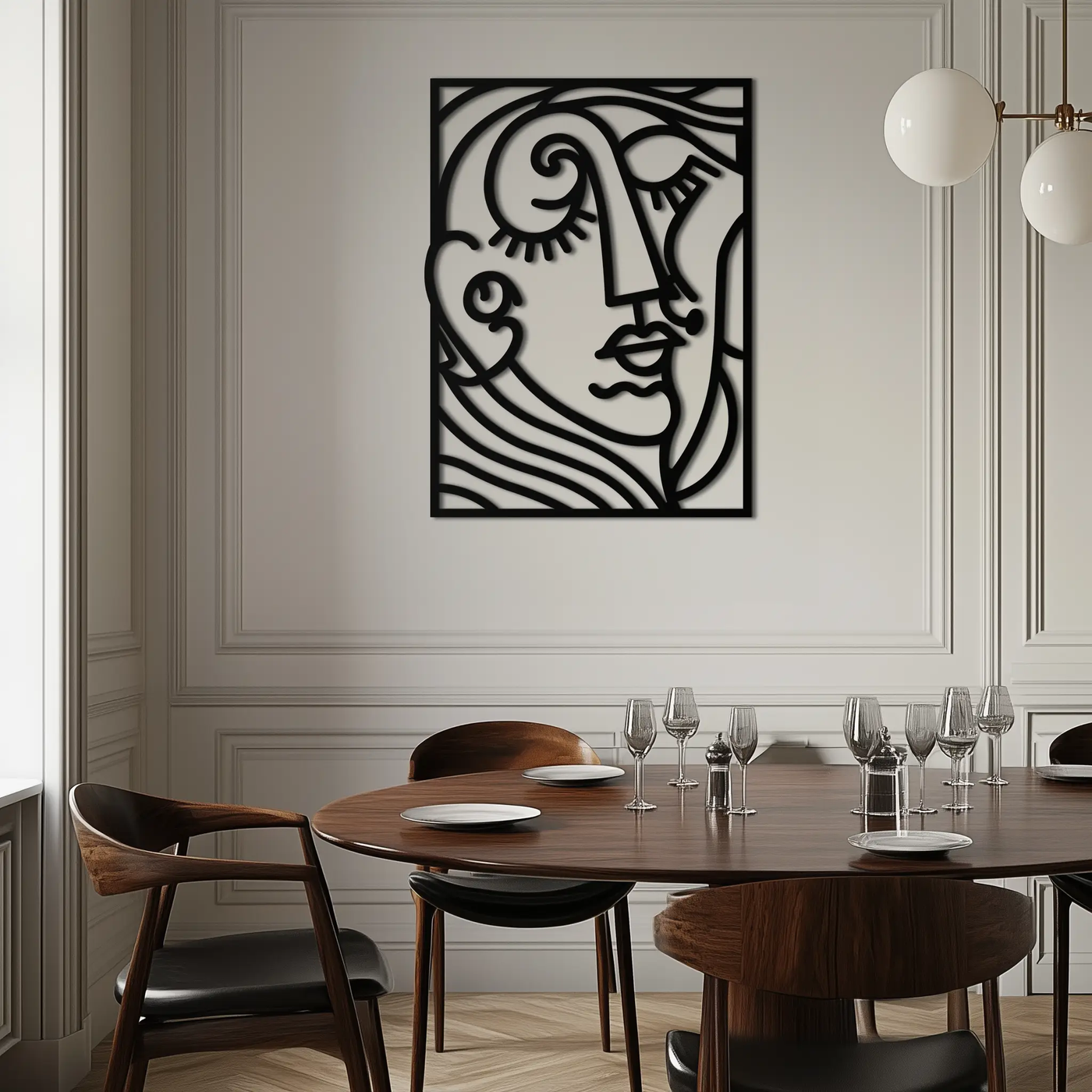 Abstract Face Silhouette Metal Wall Art – Modern Minimalist Line Art for Contemporary Interiors- KAF348 by Enova Art