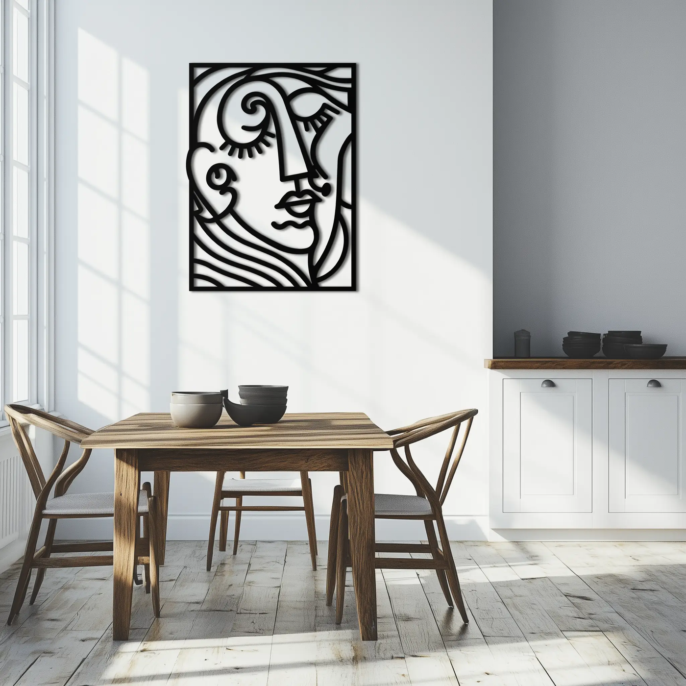 Abstract Face Silhouette Metal Wall Art – Modern Minimalist Line Art for Contemporary Interiors- KAF348 by Enova Art