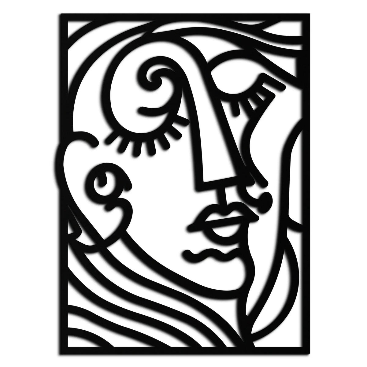 Abstract Face Silhouette Metal Wall Art – Modern Minimalist Line Art for Contemporary Interiors- KAF348 by Enova Art