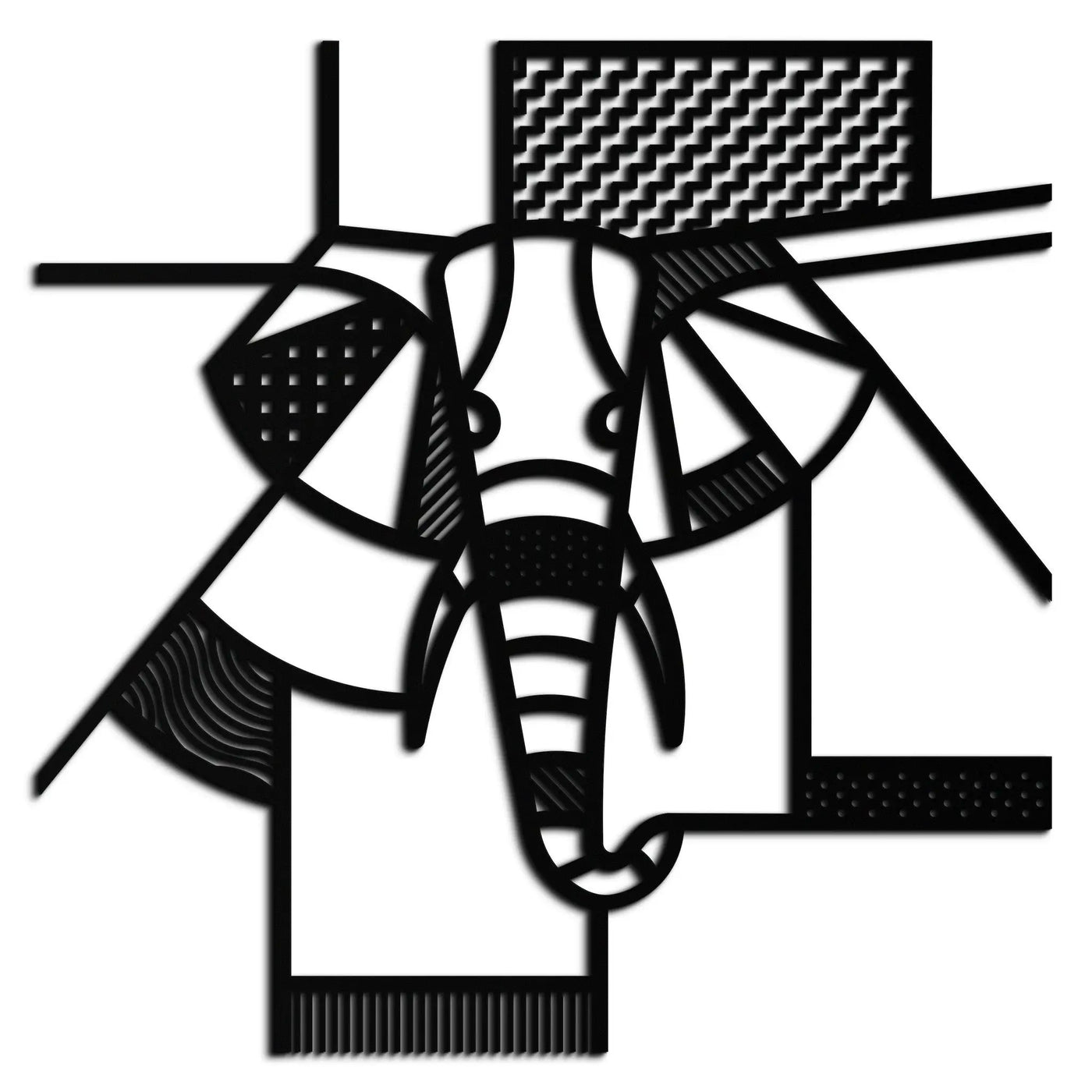 Geometric Elephant Metal Wall Art – Abstract Safari Animal Silhouette for Modern Interiors- KAF353 by Enova Art