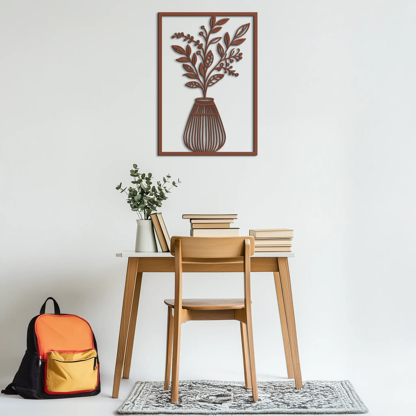 Botanical Vase Metal Wall Art – Elegant Plant Silhouette for Modern Nature-Inspired Decor- KAF357 by Enova Art