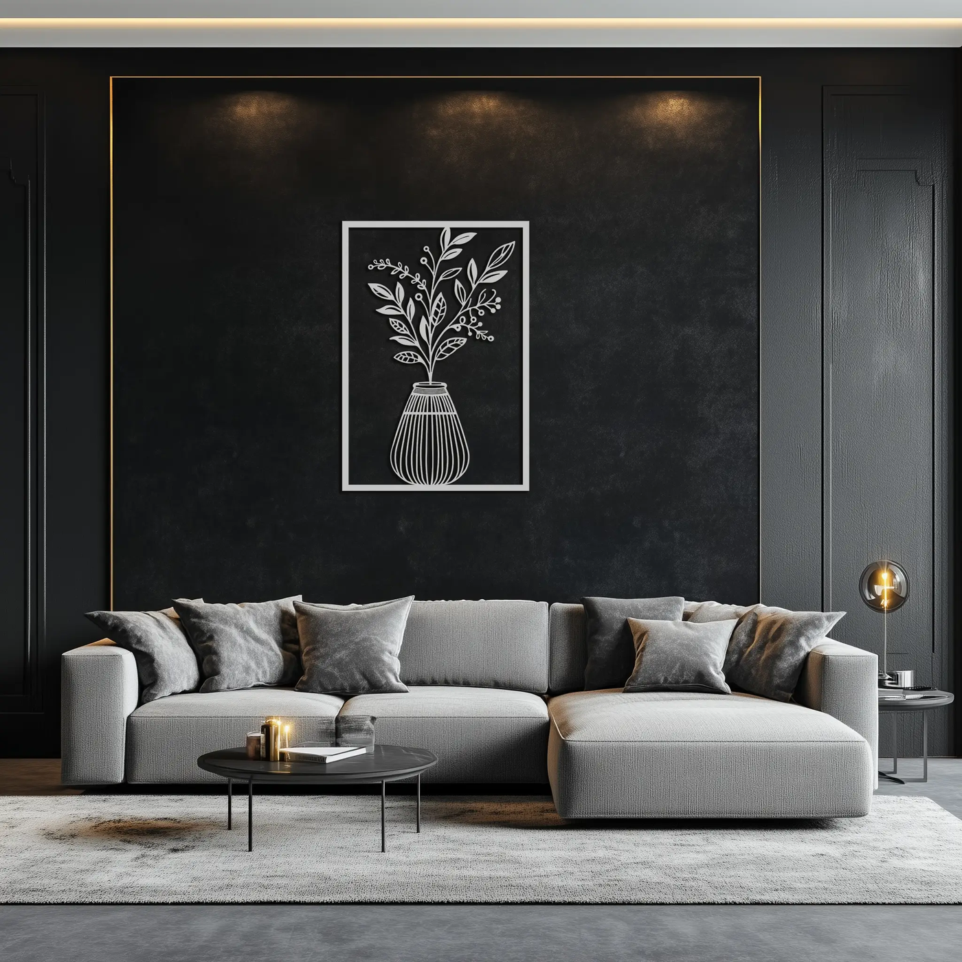 Botanical Vase Metal Wall Art – Elegant Plant Silhouette for Modern Nature-Inspired Decor- KAF357 by Enova Art