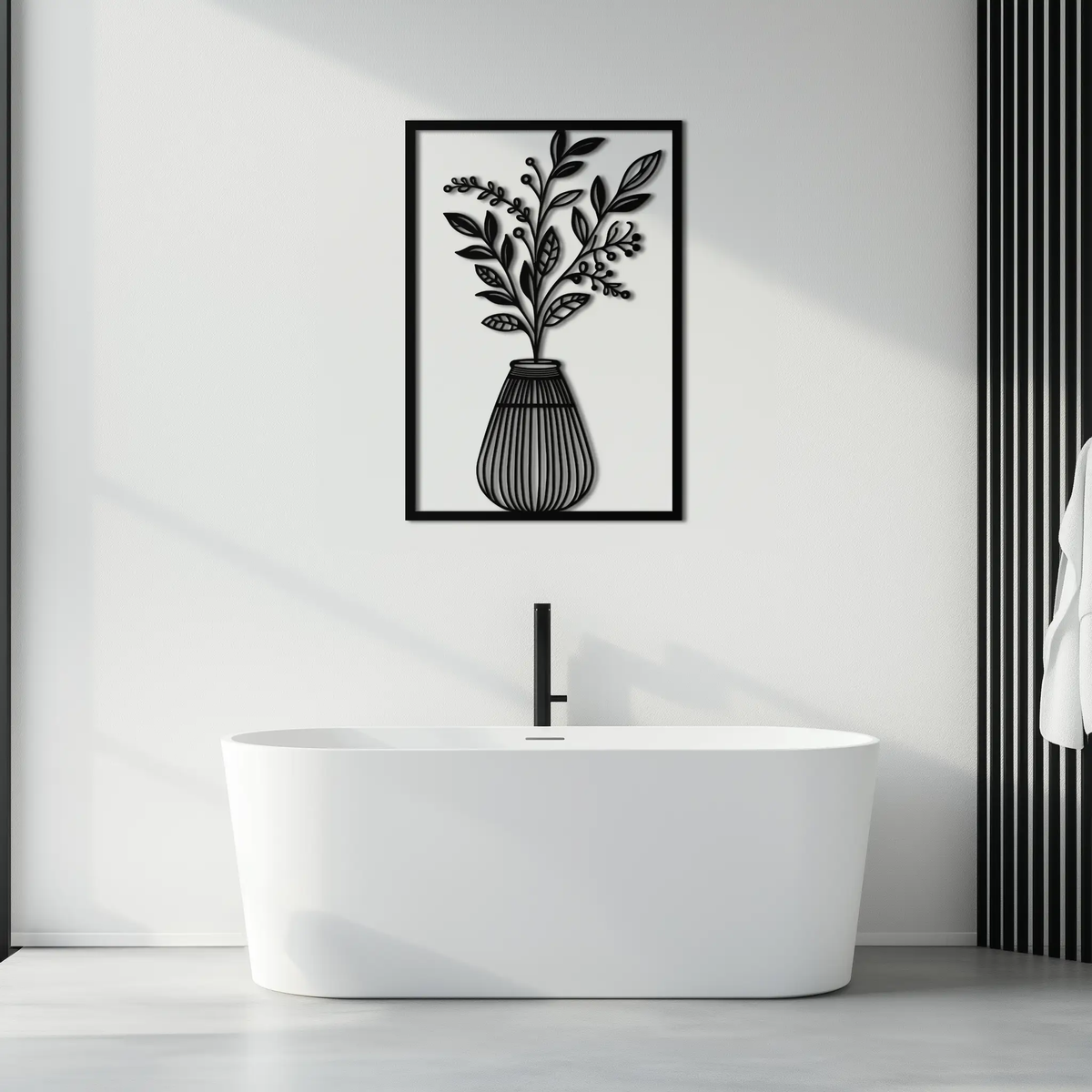 Botanical Vase Metal Wall Art – Elegant Plant Silhouette for Modern Nature-Inspired Decor- KAF357 by Enova Art