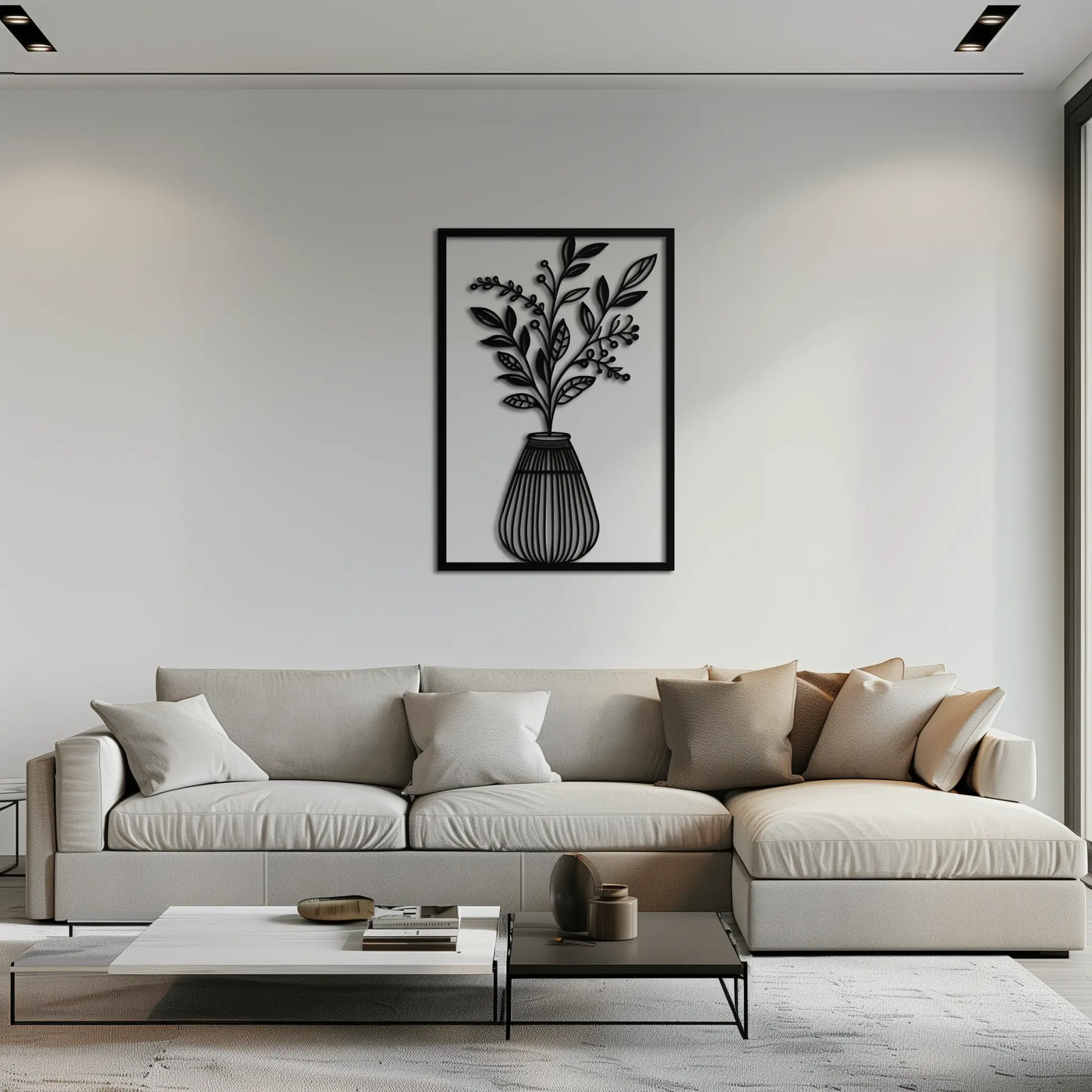 Botanical Vase Metal Wall Art – Elegant Plant Silhouette for Modern Nature-Inspired Decor- KAF357 by Enova Art